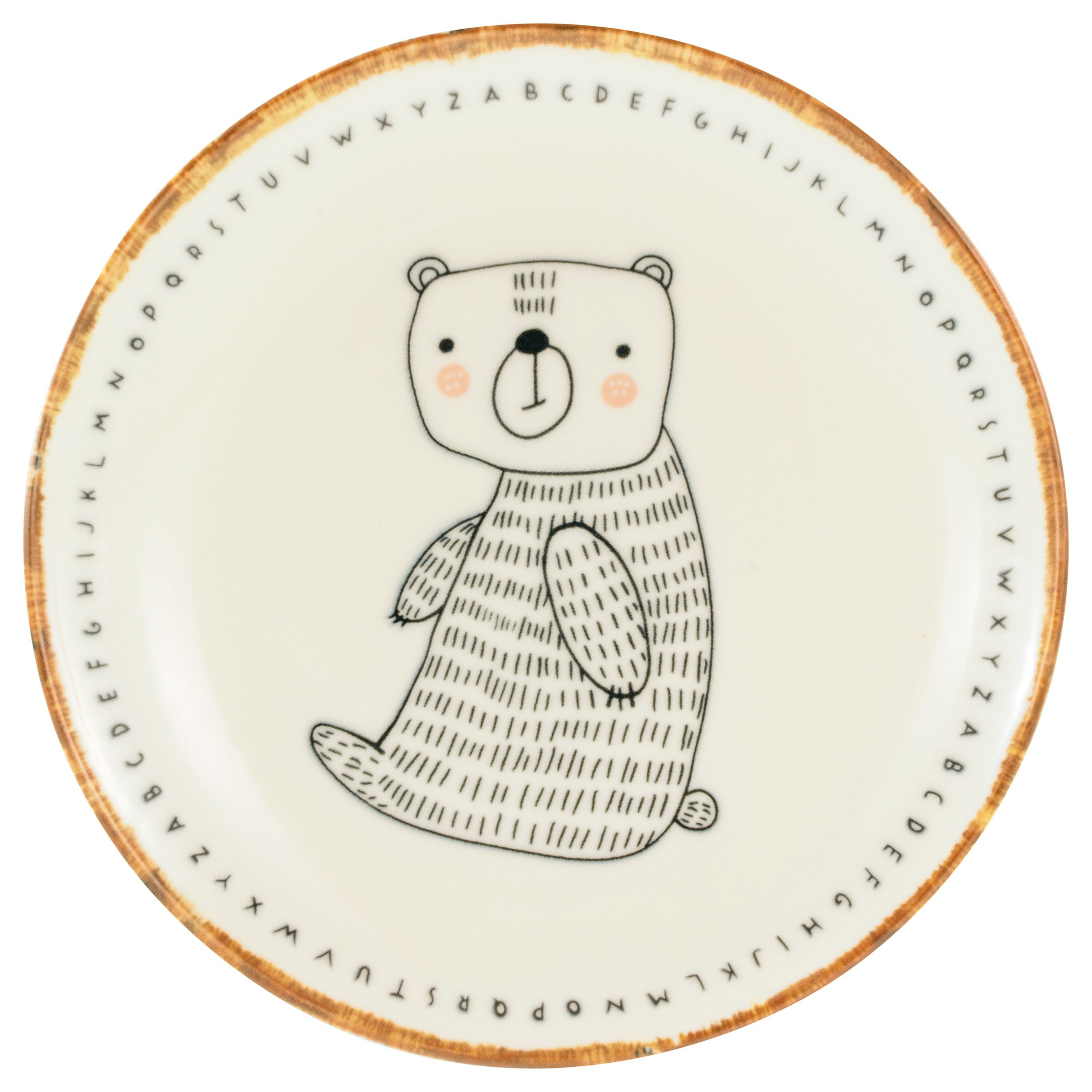 CreaTable Teller-Set Freunde des Waldes, Teller 21 cm, 4-tlg. (4-tlg), 4 Personen, Steinzeug, Teller Set, Tierabbildungen, Nordische Ästhetik