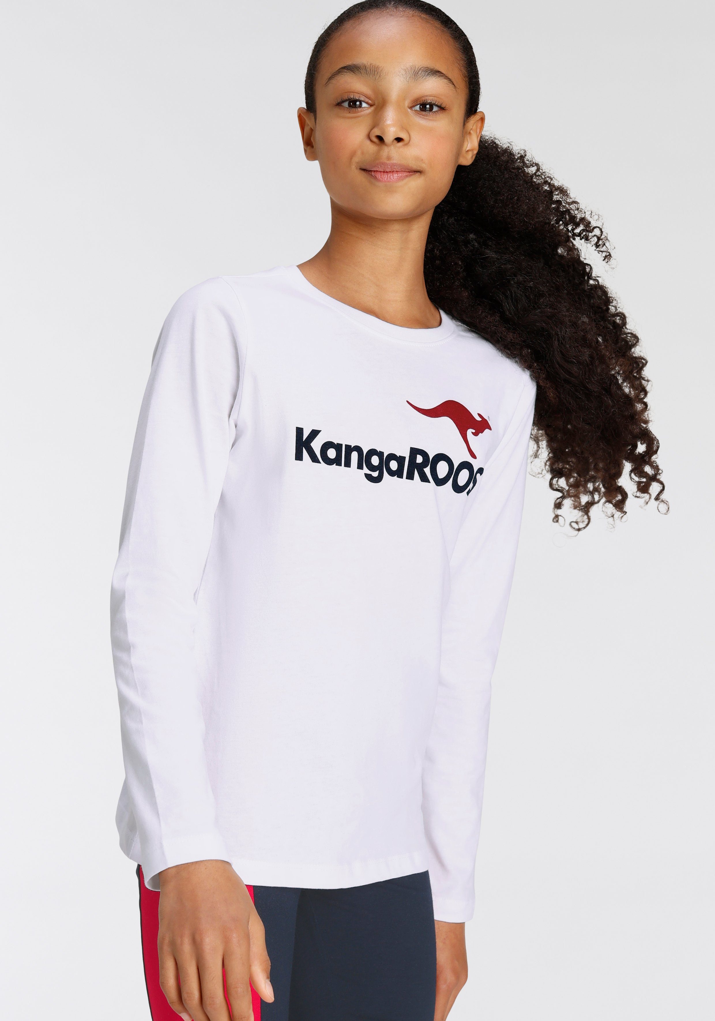 KangaROOS Langarmshirt Basic Langarmshirt KangaROOS für Mädchen Logo