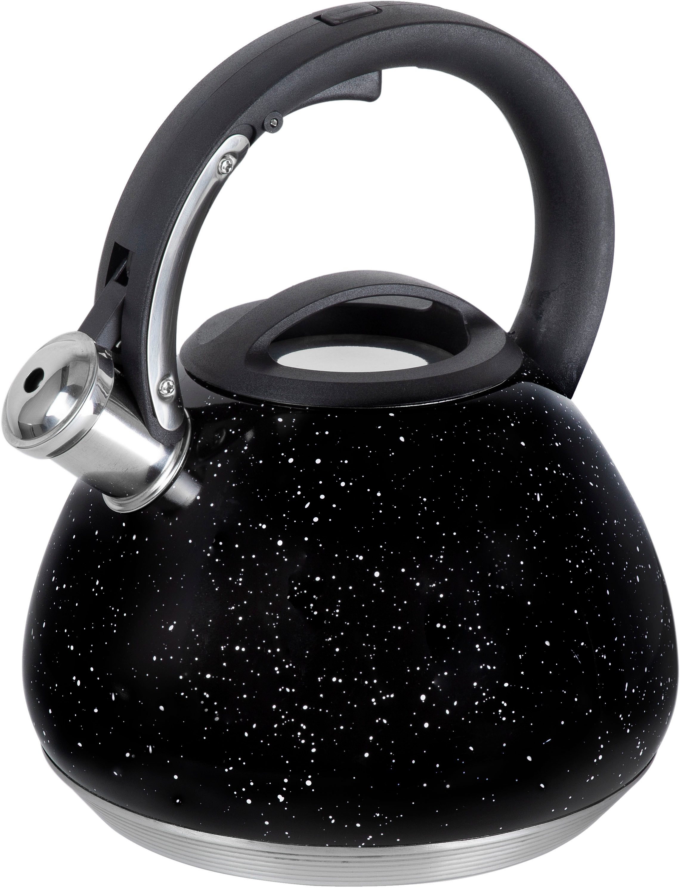 RESTO Kitchenware Wasserkessel Lyra, Flötenkessel 2,7 l mit wärmespeicherndem Boden im Geschenkkarton, Edelstahl (1-tlg), mit ergonomischem, wärmeableitenden Bakelit-Griff