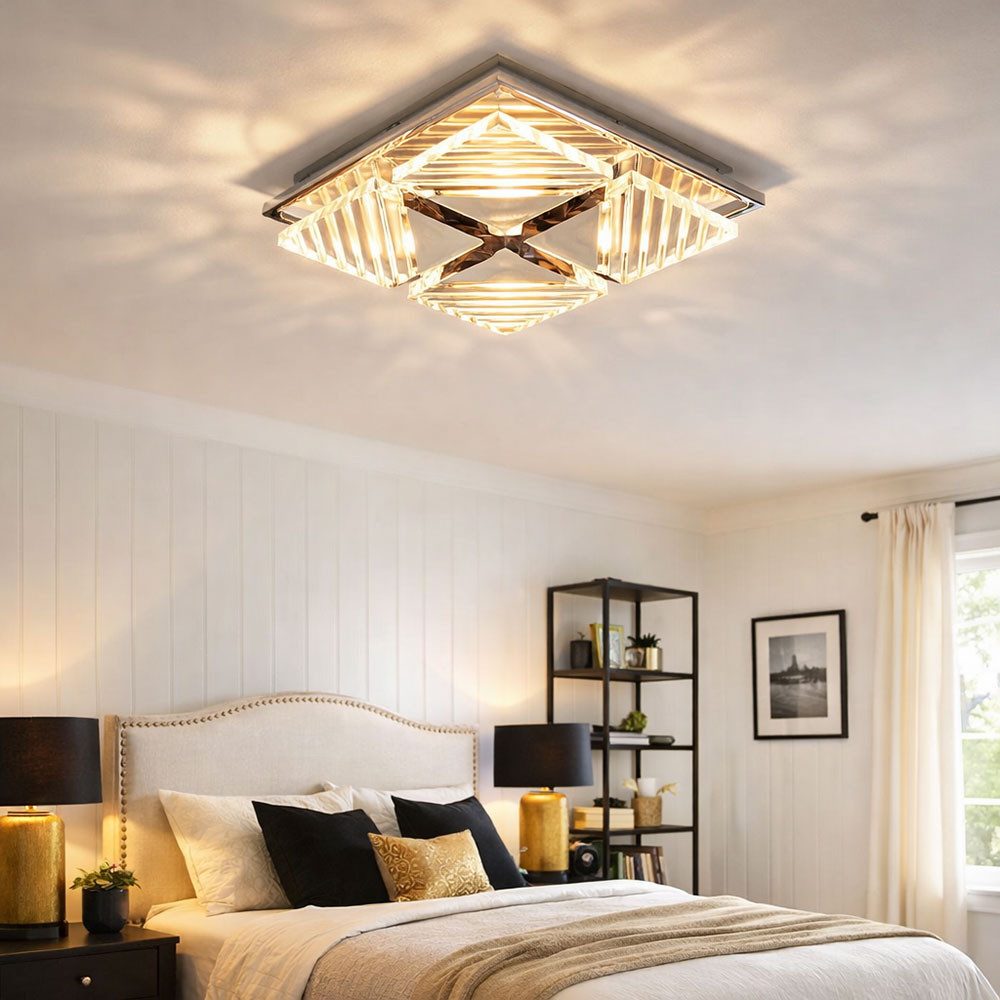 Esto LED Deckenleuchte, LED-Leuchtmittel fest verbaut, Warmweiß, Deckenleuchte Deckenlampe LED Wohnzimmerlampe Flurlampe Chrom L 29 cm