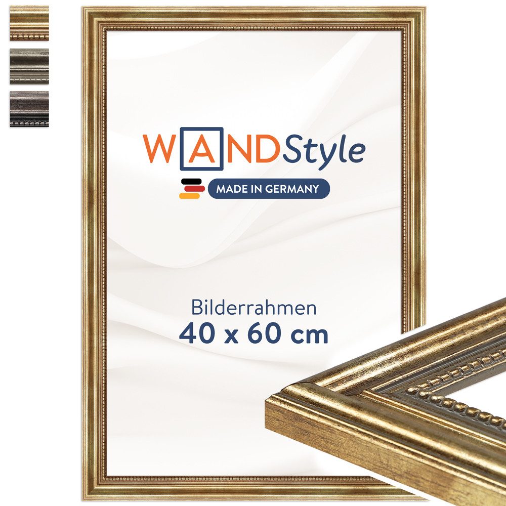 WANDStyle Einzelrahmen H450, Goldener Bilderrahmen 40x60 Holz, Vintage Bilderrahmen Gold 40x60 cm