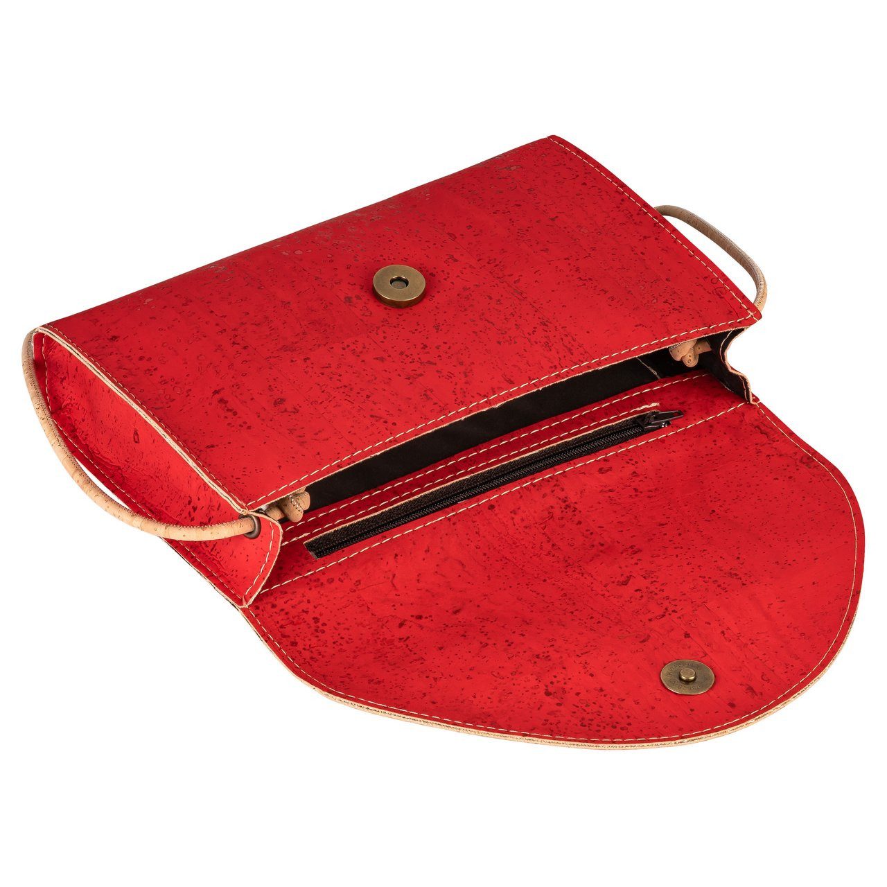 Kork-Deko.de Handtasche Kleine rote Kork-Clutch – vegan, leicht & nachhaltig handgefertigt (mit Magnetverschluss, Handtasche)