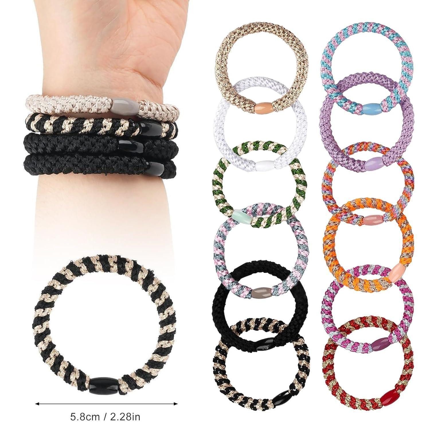 LuxusKollektion Haargummi Haargummi Damen 12 Stück Mehrfarbig geflochten elastisch für alle