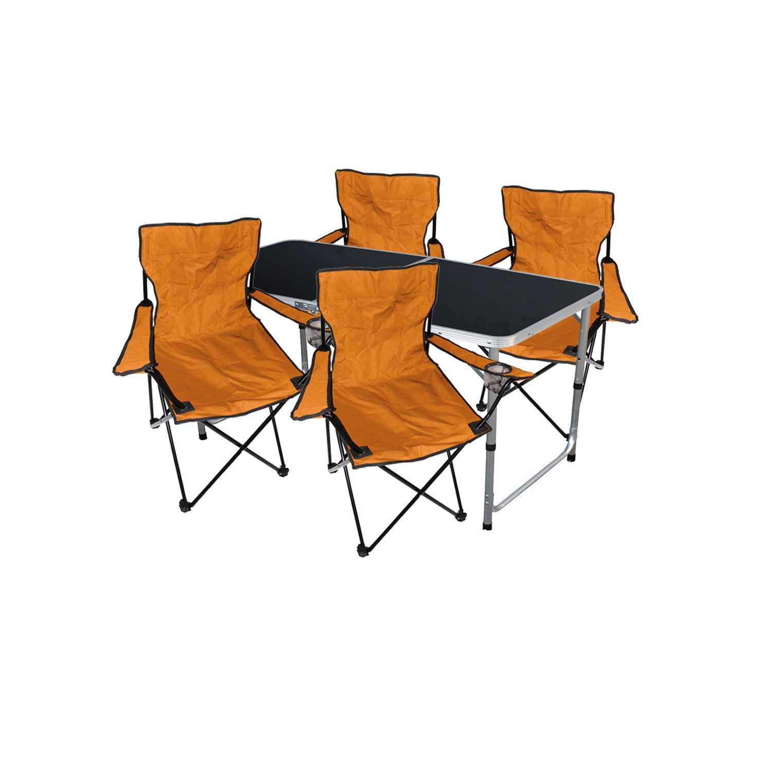 Stühle Lime Essgruppe höhenverstellbar Set Tisch + Campingmöbel 5-teiliges Mojawo