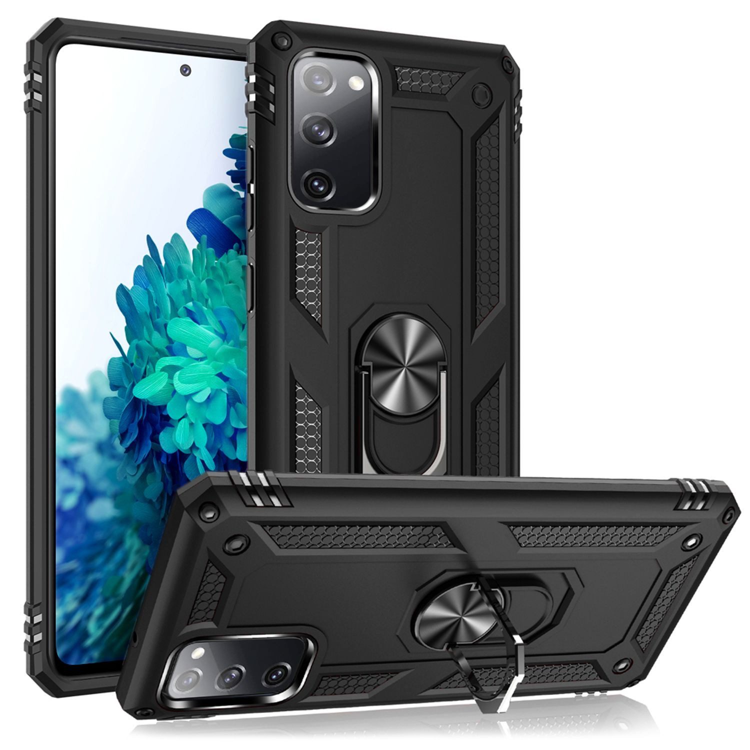 Nalia Smartphone-Hülle Samsung Galaxy S20 FE 16,5 cm (6,5 Zoll), Outdoor Military Style Hülle mit Ring / Extrem Schützend / Panzer Case