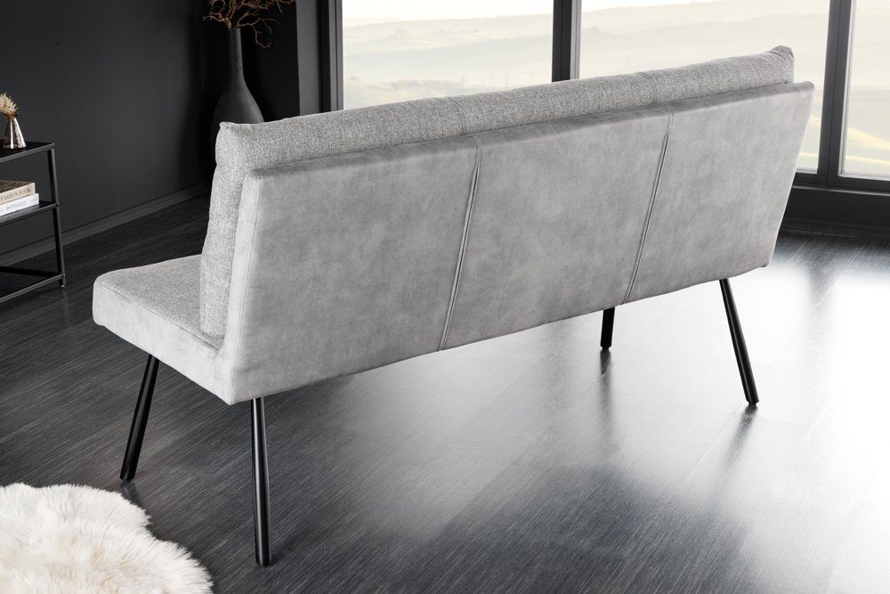 riess-ambiente Sitzbank BIG GEORGE 160cm grau - Samt, Flachgewebe, Metall-Beine (Einzelartikel, 1-St), mit Taschenfederkern & Rückenlehne – ideal für Esszimmer oder Küche