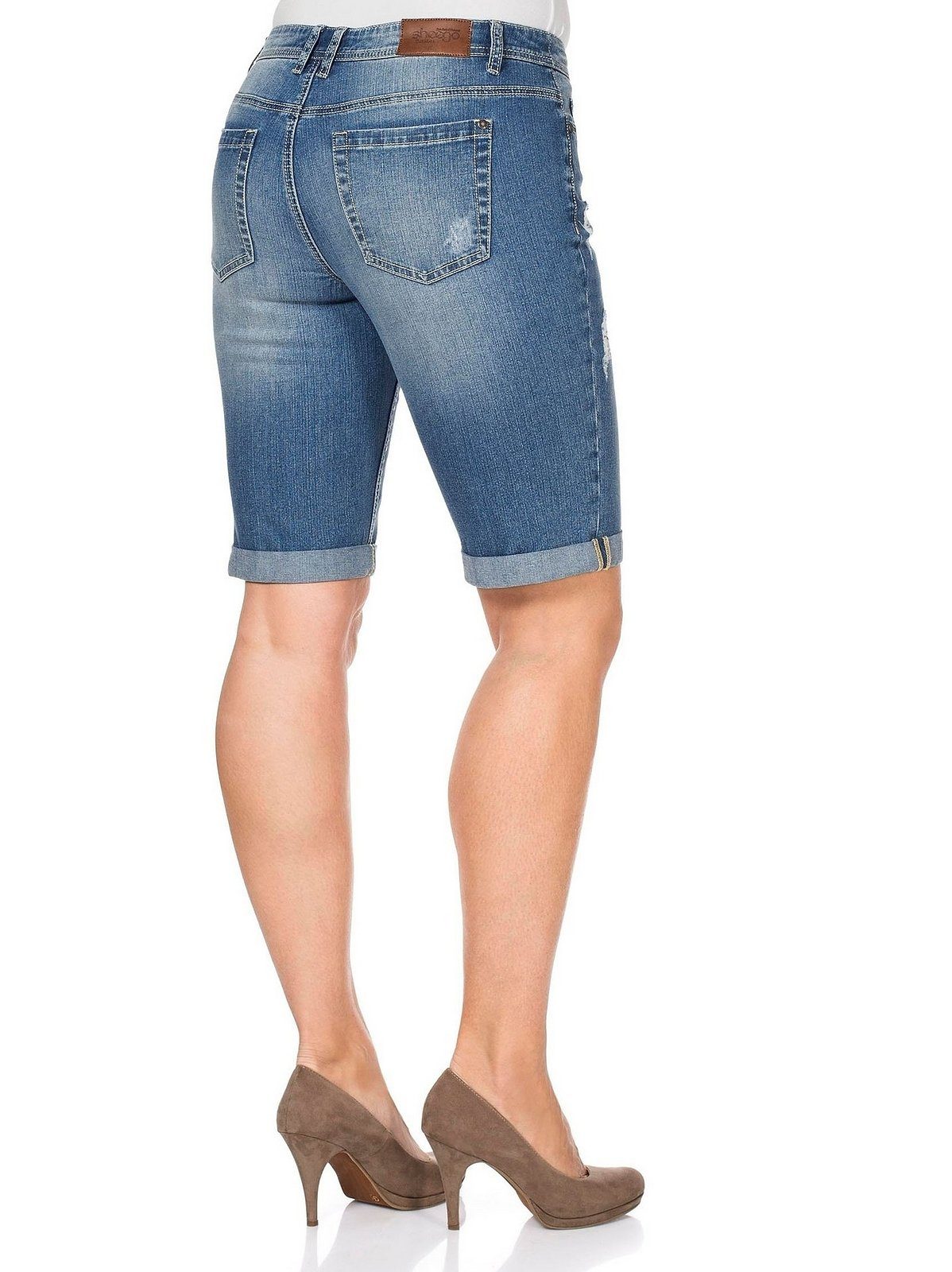 Große Jeansbermudas Stretch-Anteil Denim Sheego blue mit Größen light