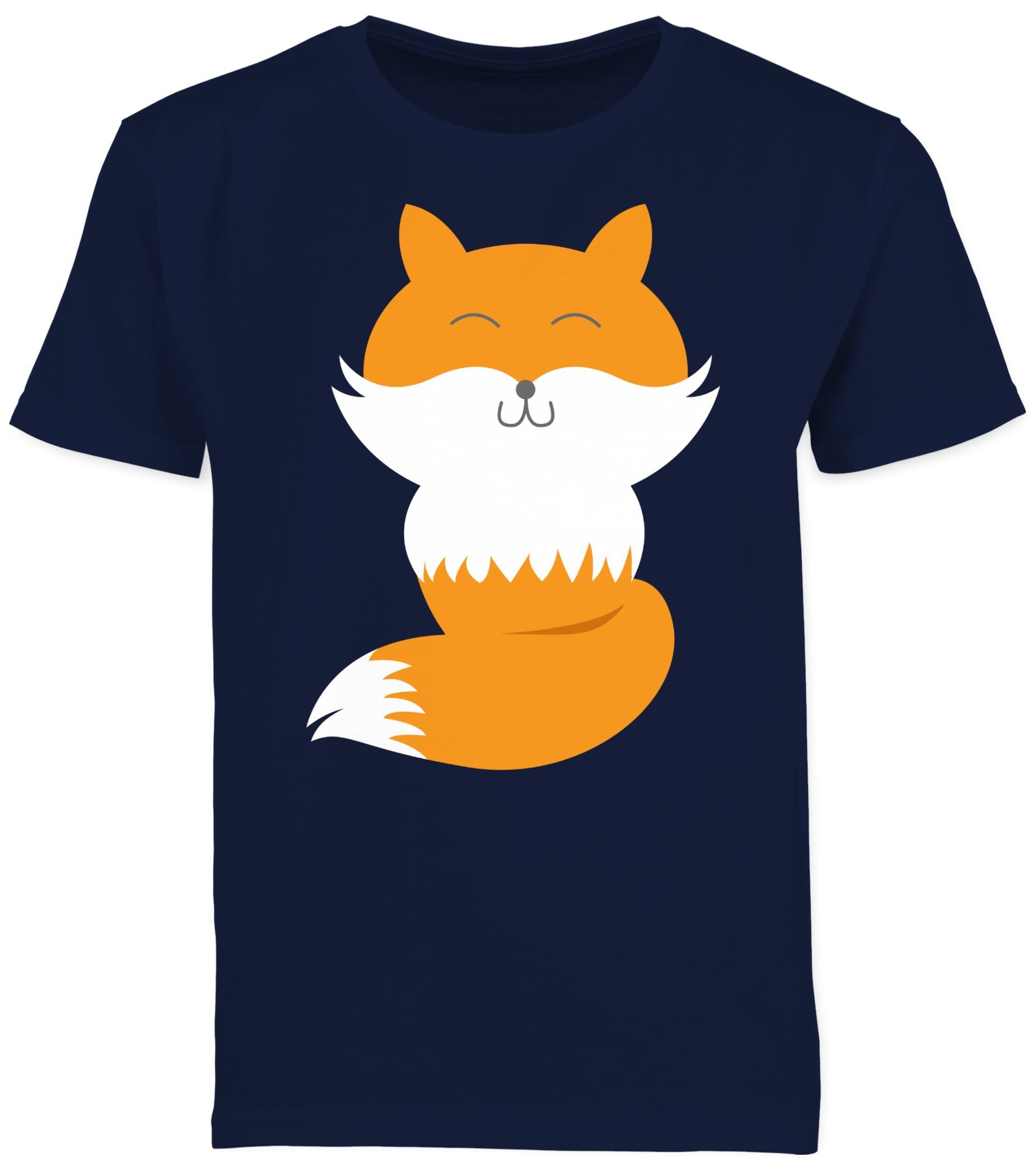 Fuchs Tiermotiv T-Shirt Süßer Dunkelblau Shirtracer Animal Print 1