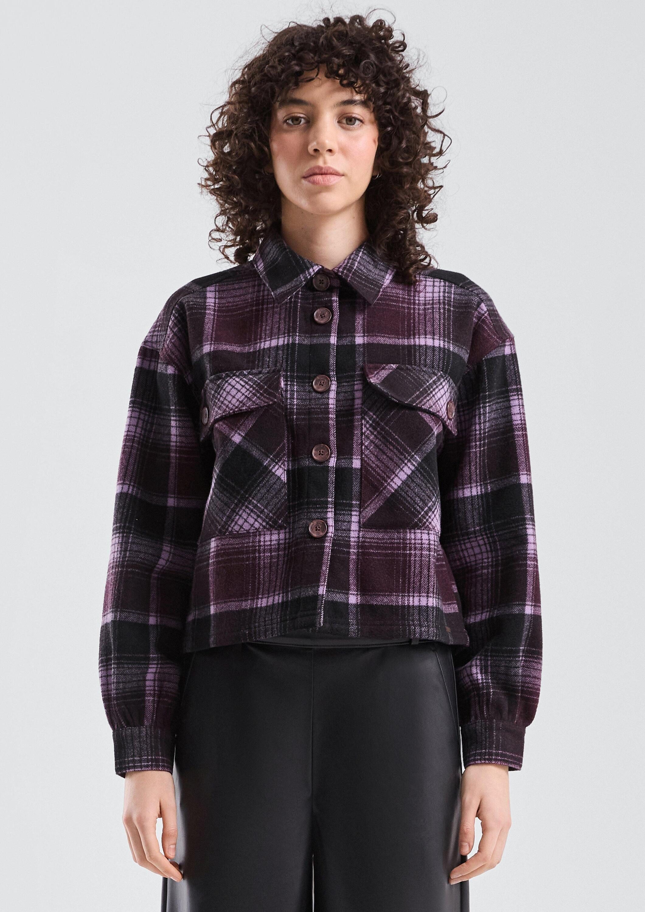 QS Hemdjacke Bluse Karo-Overshirt