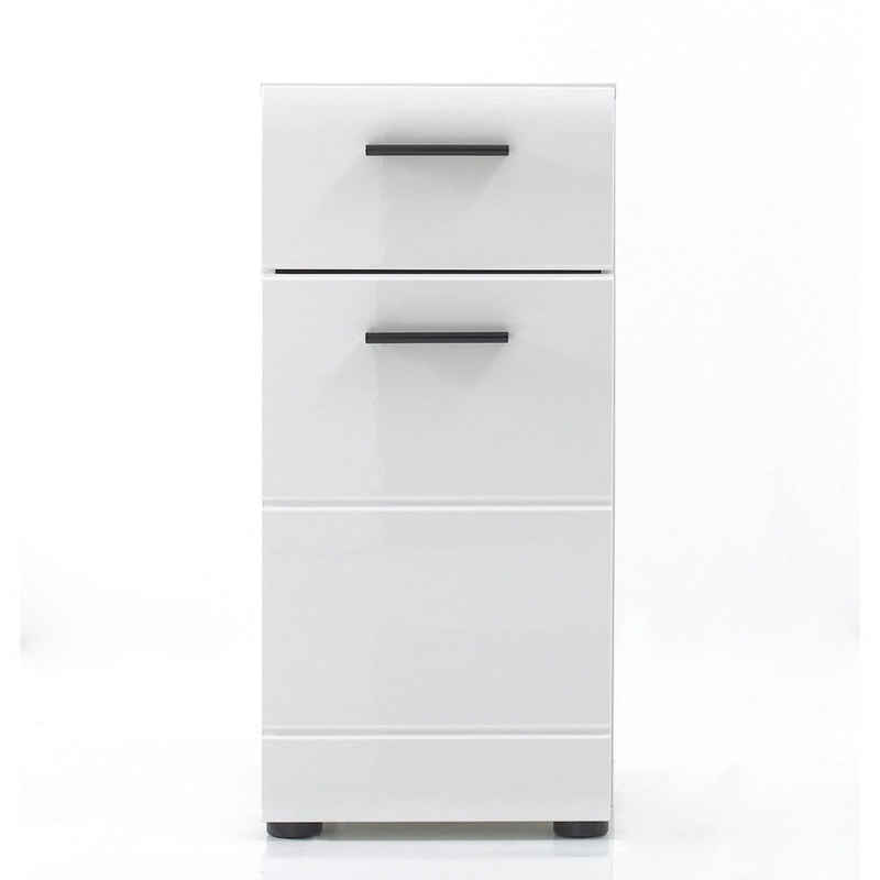 trendteam Badkommode Skin, Badmöbel Badschrank Unterschrank Hängeschrank weiß 30x79x31cm