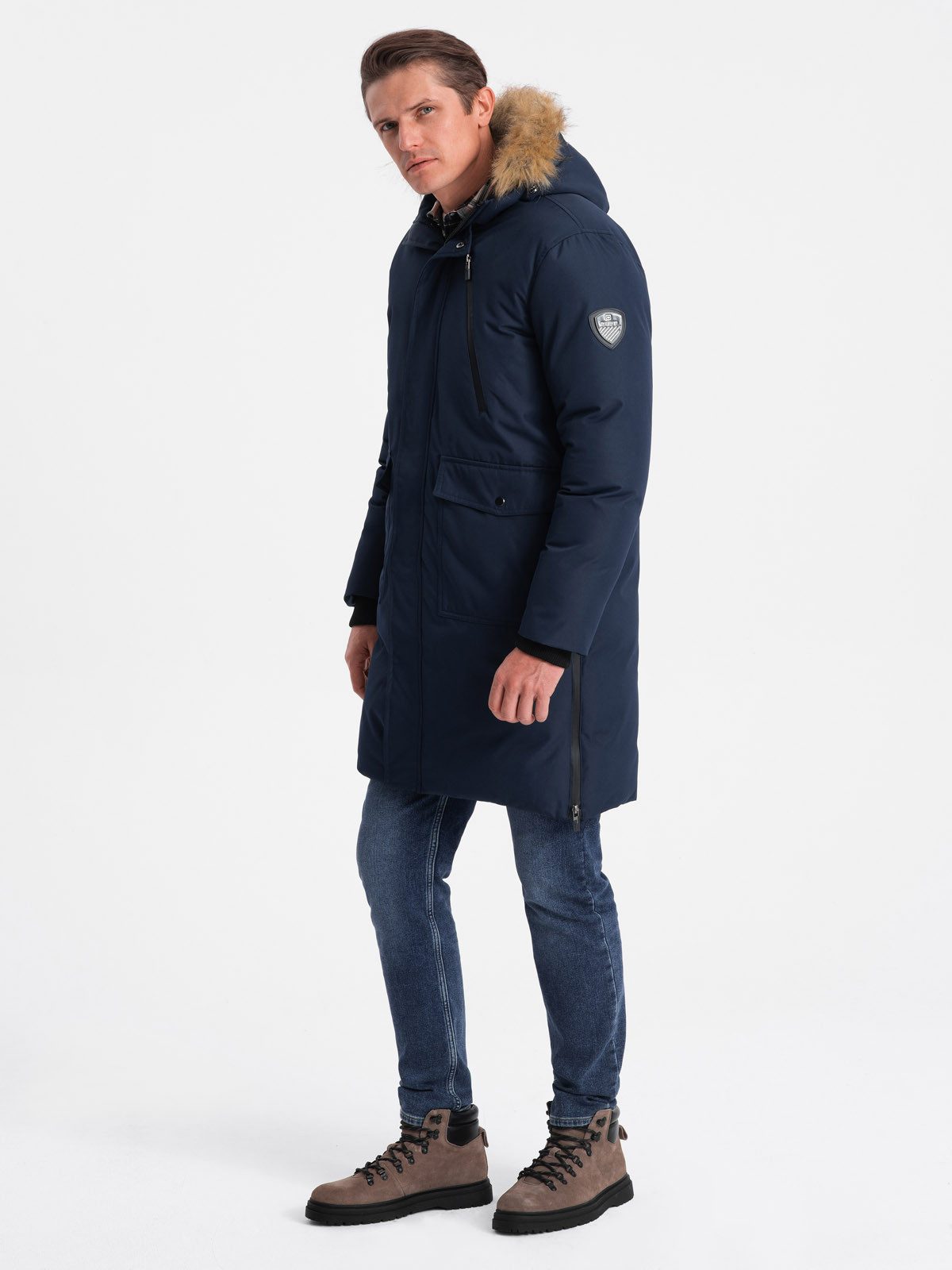OMBRE Winterjacke Herren Winterjacke mit abnehmbarem Fell an der Kapuze