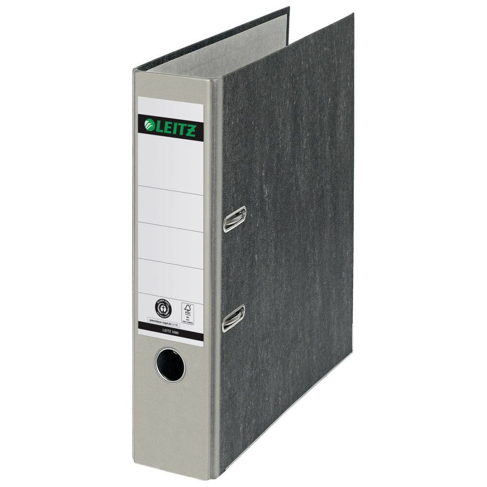 LEITZ Aktenordner Leitz 1080 Ordner A4 Karton, Rücke 80mm - Schwarz/Grau