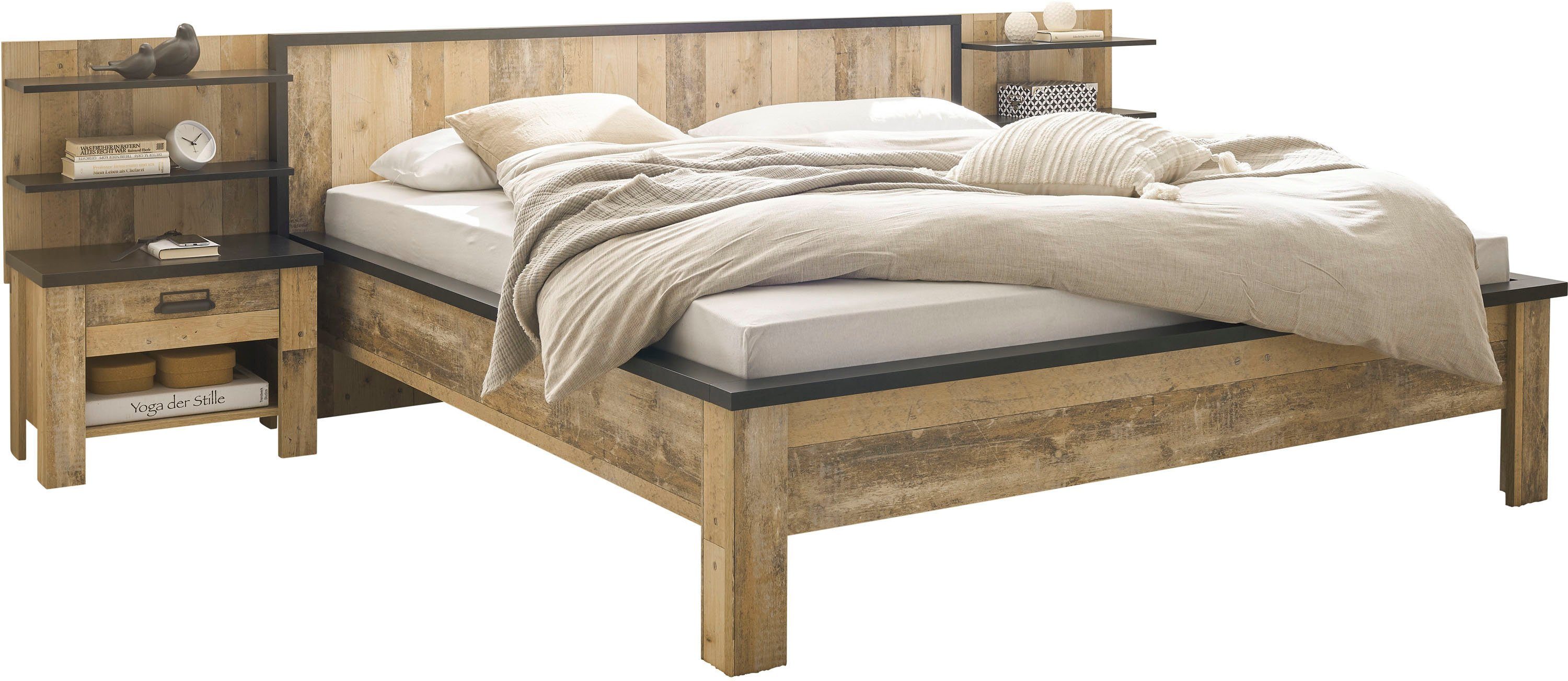 Home affaire Bettanlage SHERWOOD, (5-tlg), Liegefläche 180/200cm, 2 Nachttische und 2 Wandpaneele