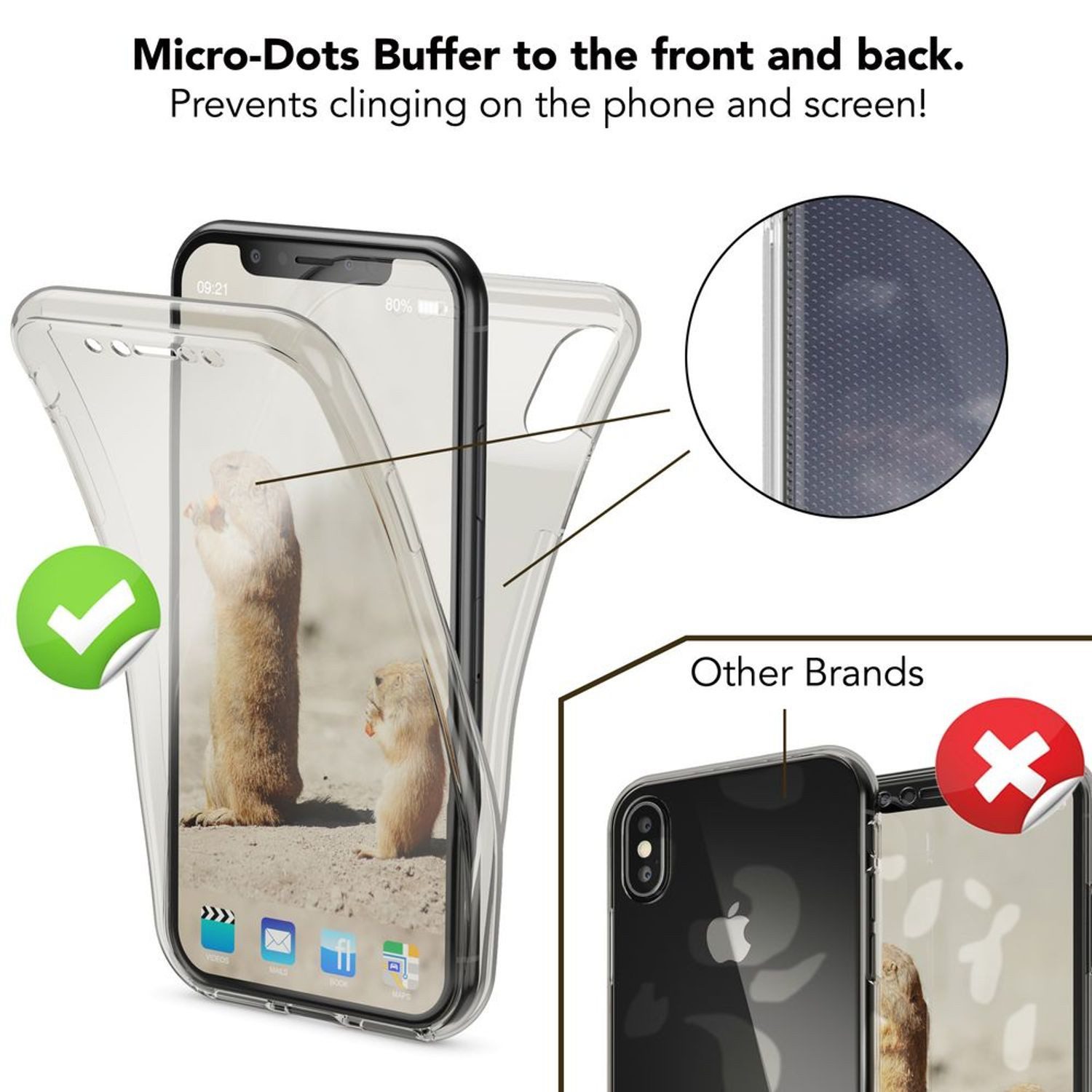 Nalia Smartphone-Hülle Apple iPhone X Apple iPhone XS 14,7 cm (5,8 Zoll), Transparente 360 Grad Silikon Hülle / Rundumschutz / Full Cover Etui