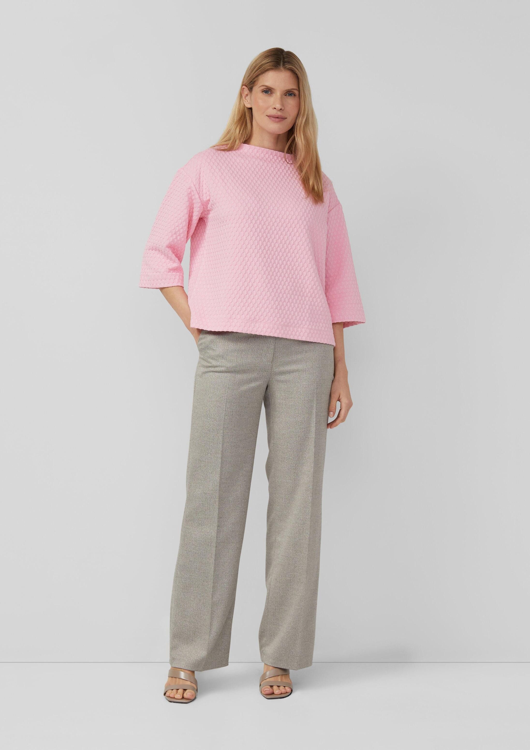 s.Oliver 3/4 Arm-Pullover Sweatshirt Strukturiertes Sweatshirt im Relaxed Fit