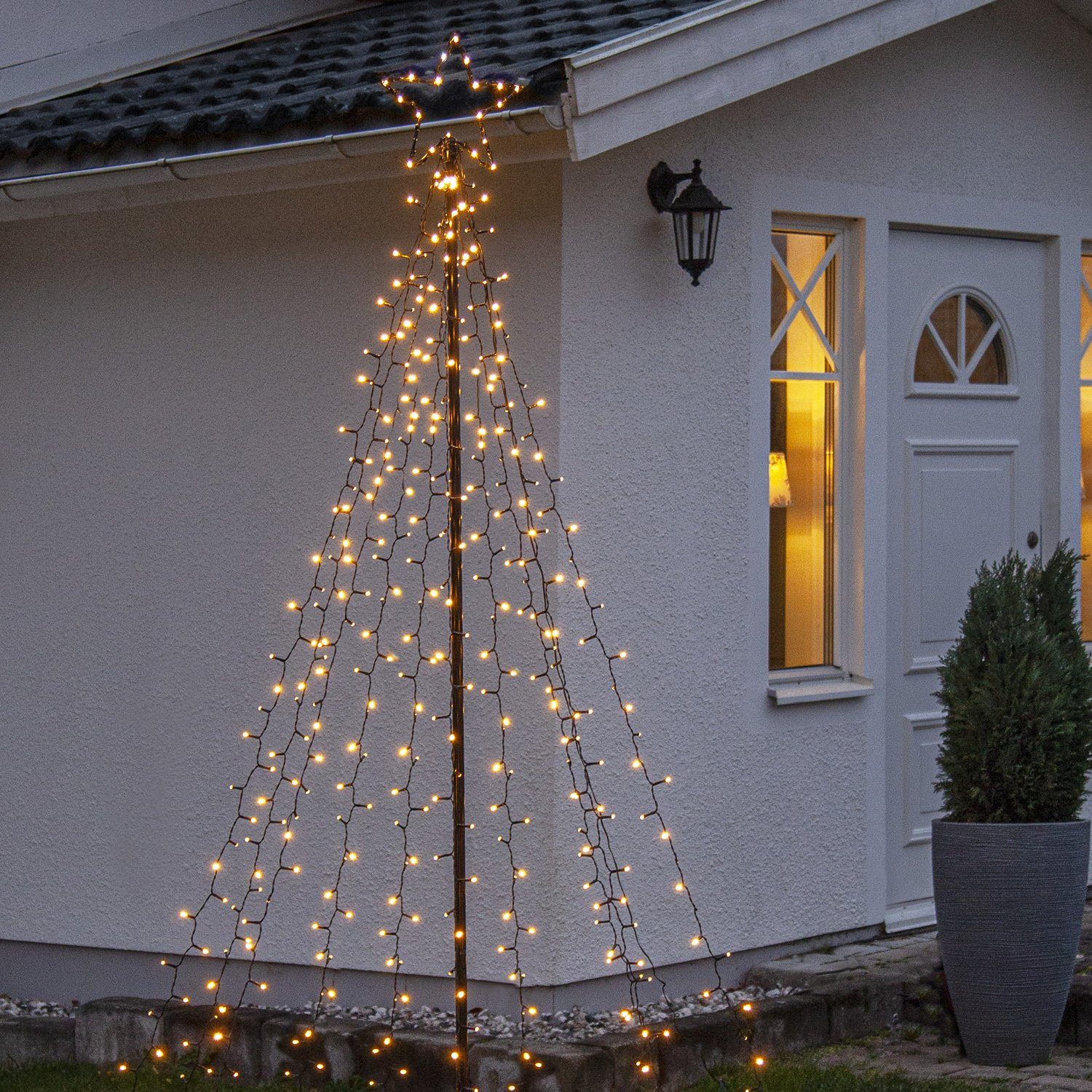 MARELIDA LED Baum LED Lichterbaum mit Stern Weihnachtsbaum 2,35m  Lichterpyramide Außen, LED Classic, warmweiß (2100K bis 3000K)