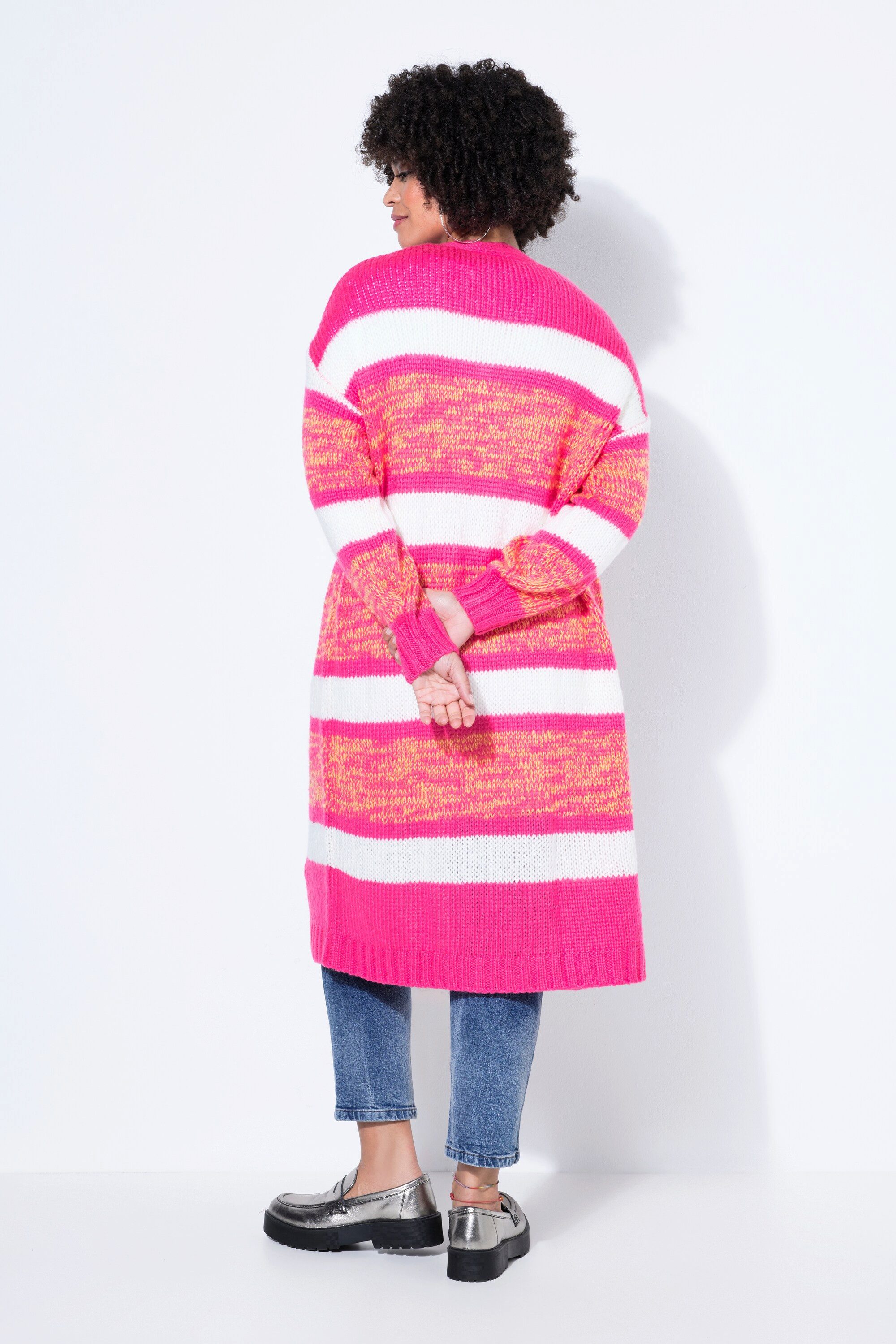 Angel of Style Strickjacke Long-Strickjacke Straight Fit offene Form Ringel