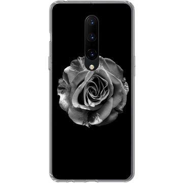 MuchoWow Handyhülle Blumen - Rose - Schwarz - Weiß - Botanisch, Phone Case, Handyhülle OnePlus 7 Pro, Silikon, Schutzhülle