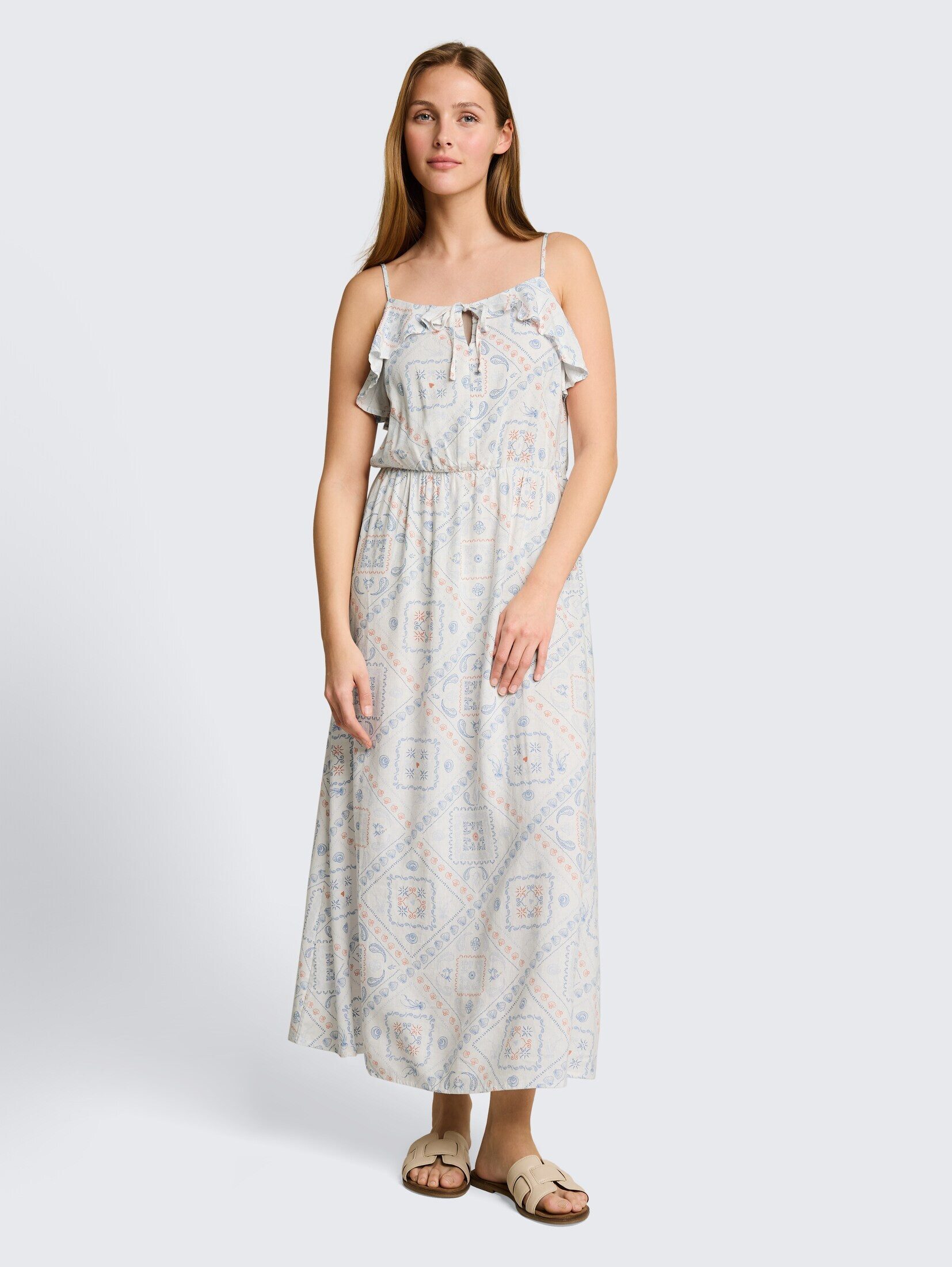 TOM TAILOR Denim Sommerkleid Kleider & Jumpsuits Midi-Kleid mit Leinenanteil