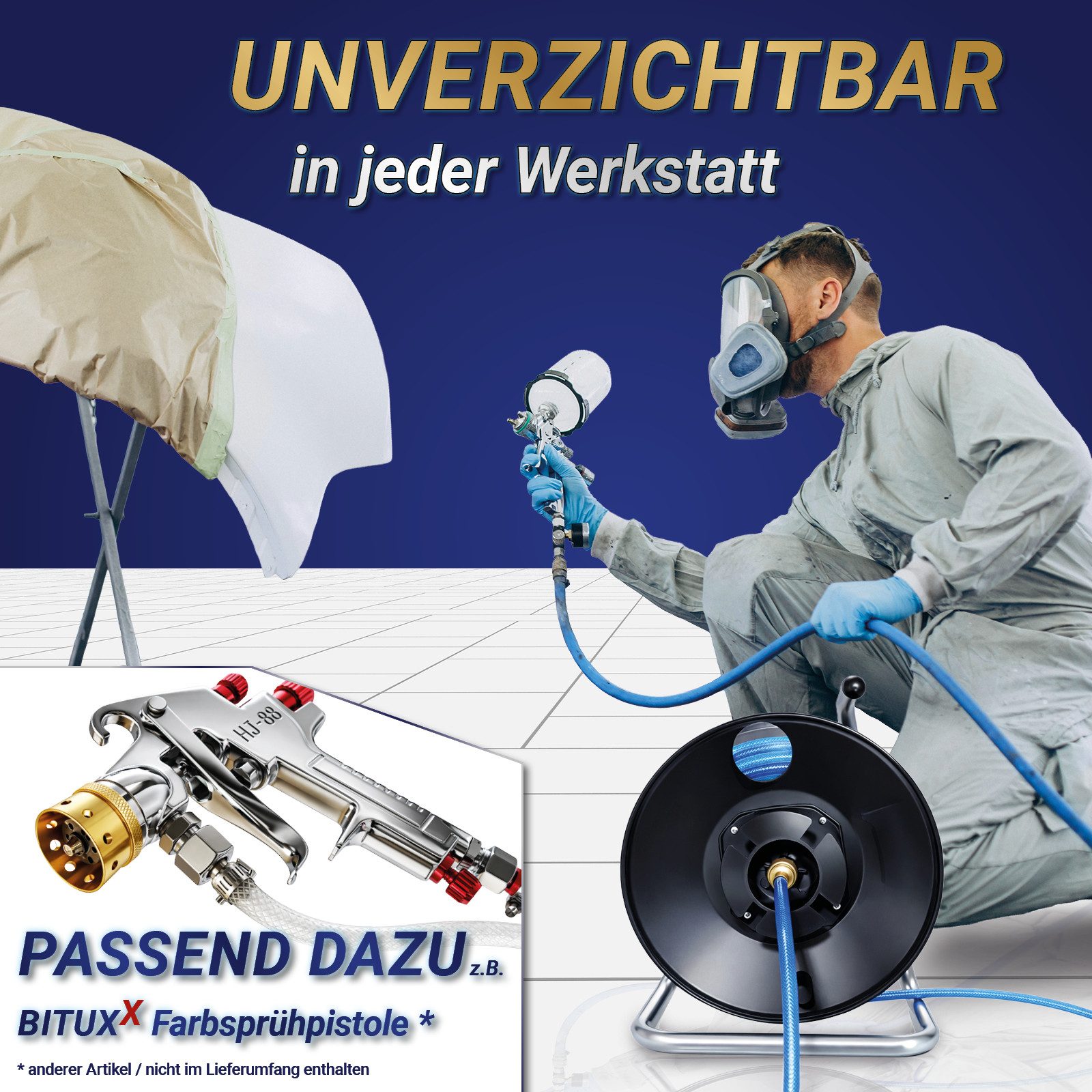 Bituxx Druckluftschlauch Schlauchtrommel 20 Meter manuell MS-20003 – Bild 5 von 5