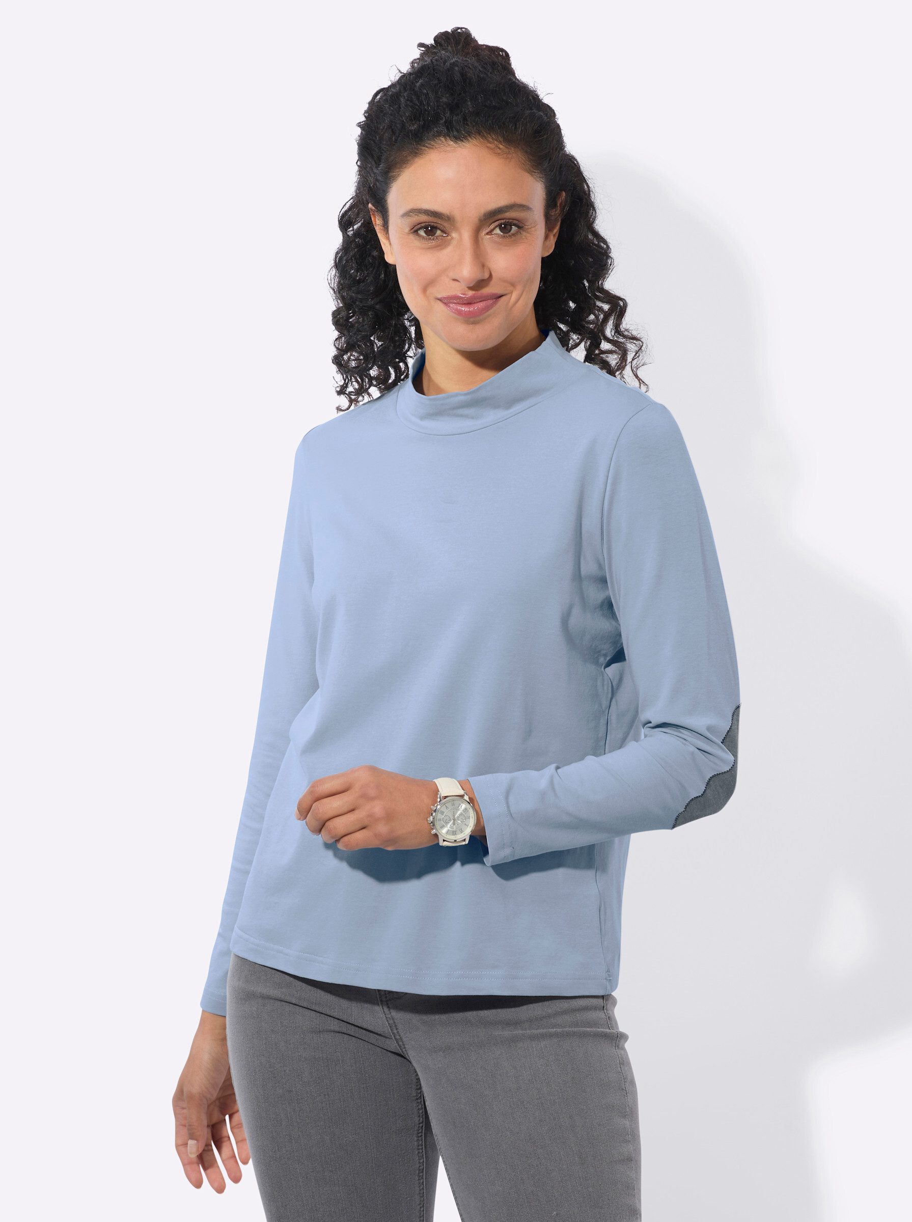 T-Shirt Stehkragen-Shirt Langarm