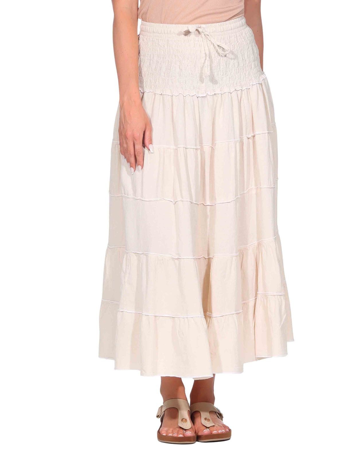 KUNST UND MAGIE Stufenrock Sommerrock Damen Rock Baumwolle – Boho Maxirock mit elastischer Taille