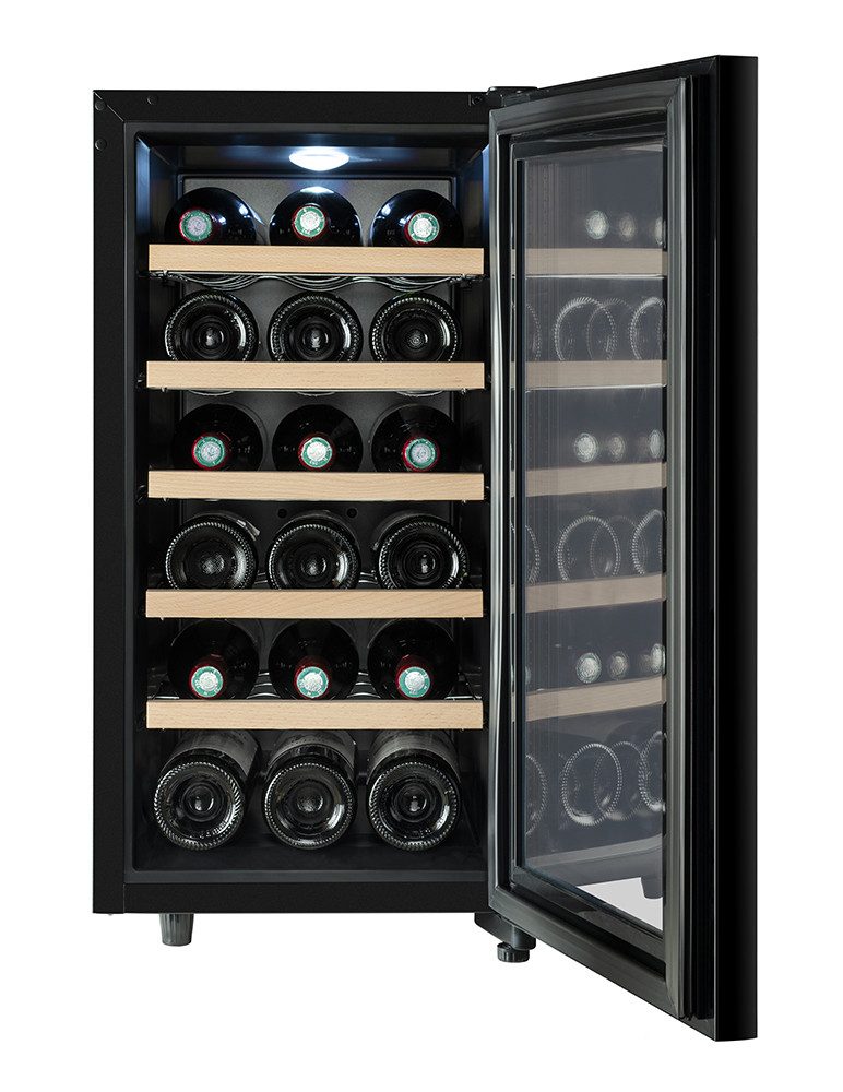 CLIMADIFF Weintemperierschrank CUVEE18, für 18 Standardflaschen á 0,75l,Ultra-Leise, sehr kompakt