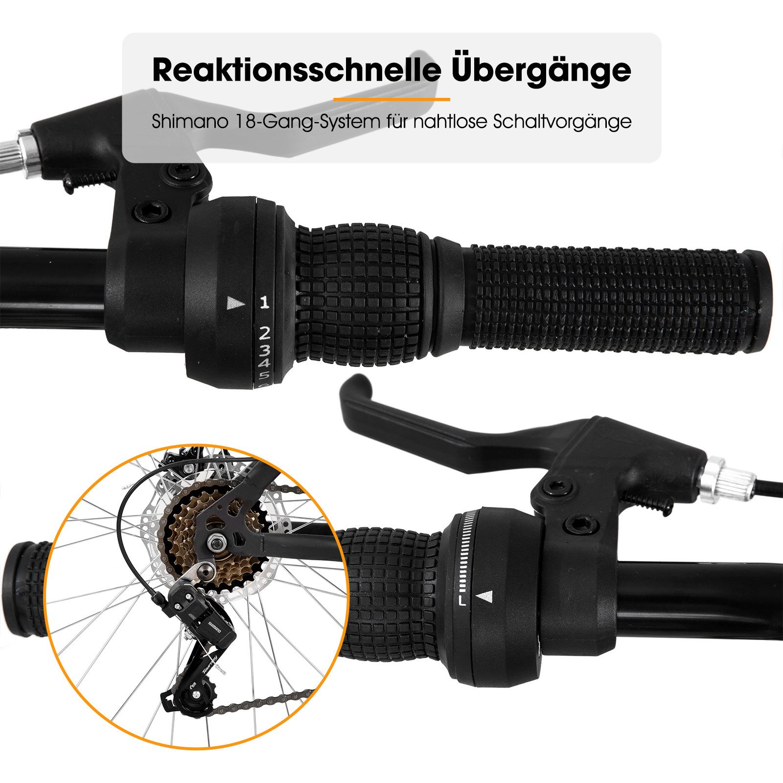 HILAND Mountainbike 26/27,5 Zoll MTB für Männer, Frauen, Student, Fahrräder für Gelände, Mit 18 Gang, Doppelte Scheibenbremsen, Federgabel, Fender