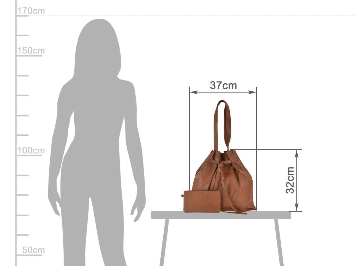 Greenburry Shopper "Eva" Beuteltasche Leder 37x32cm, Beuteltasche, mit kleiner Bag in Bag Tasche