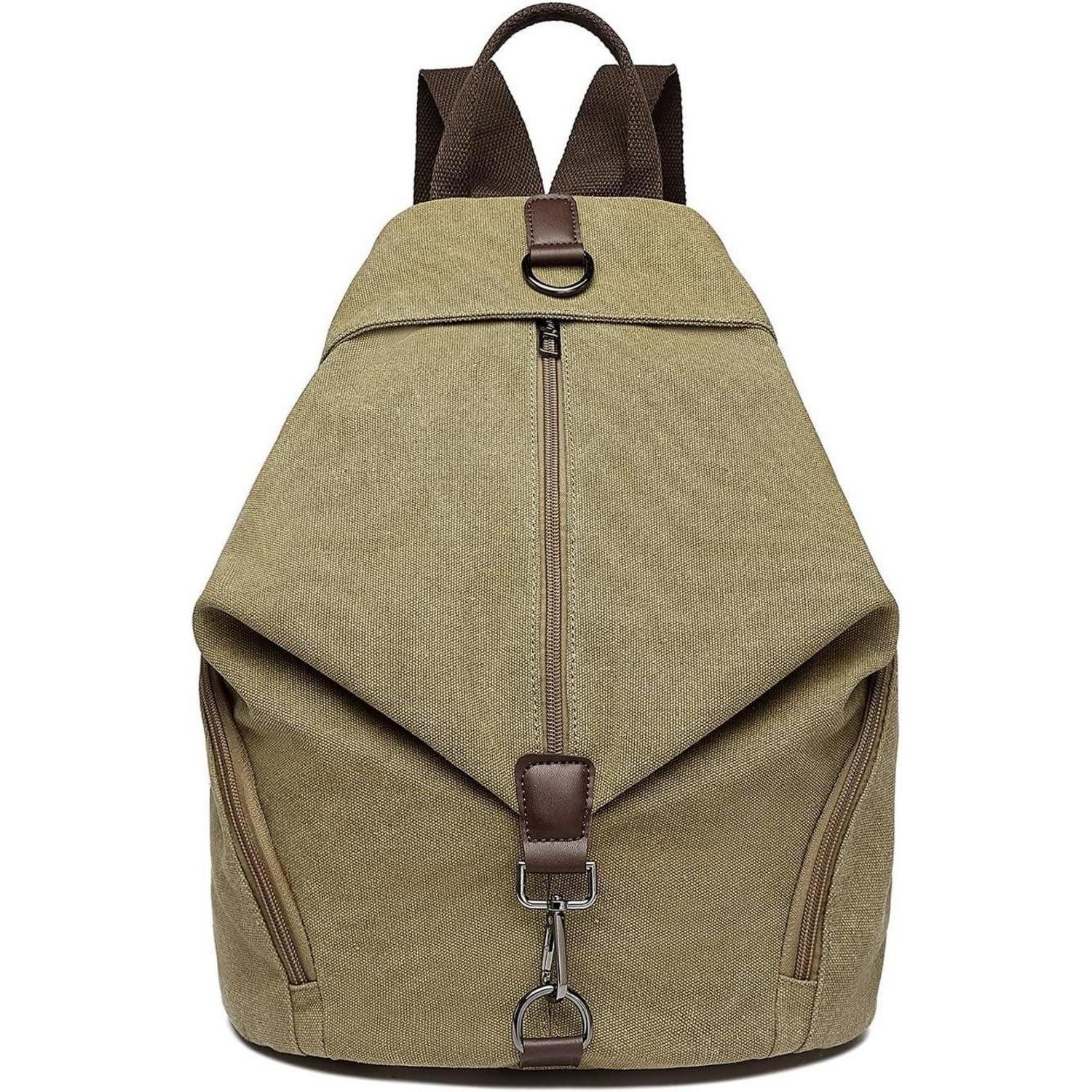 LuxusKollektion Tagesrucksack Rucksack Canvas Damen Vintage Schulterrucksack 31 x 16 x 38 cm Khaki