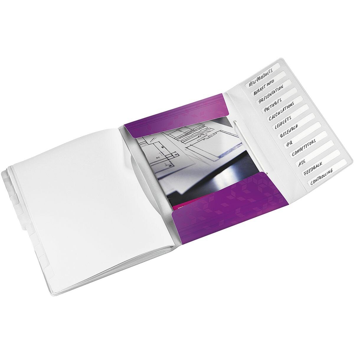 metallic violett Organisationsmappe Fächern, Ordnungsmappe LEITZ mit 12 4634, A4 WOW