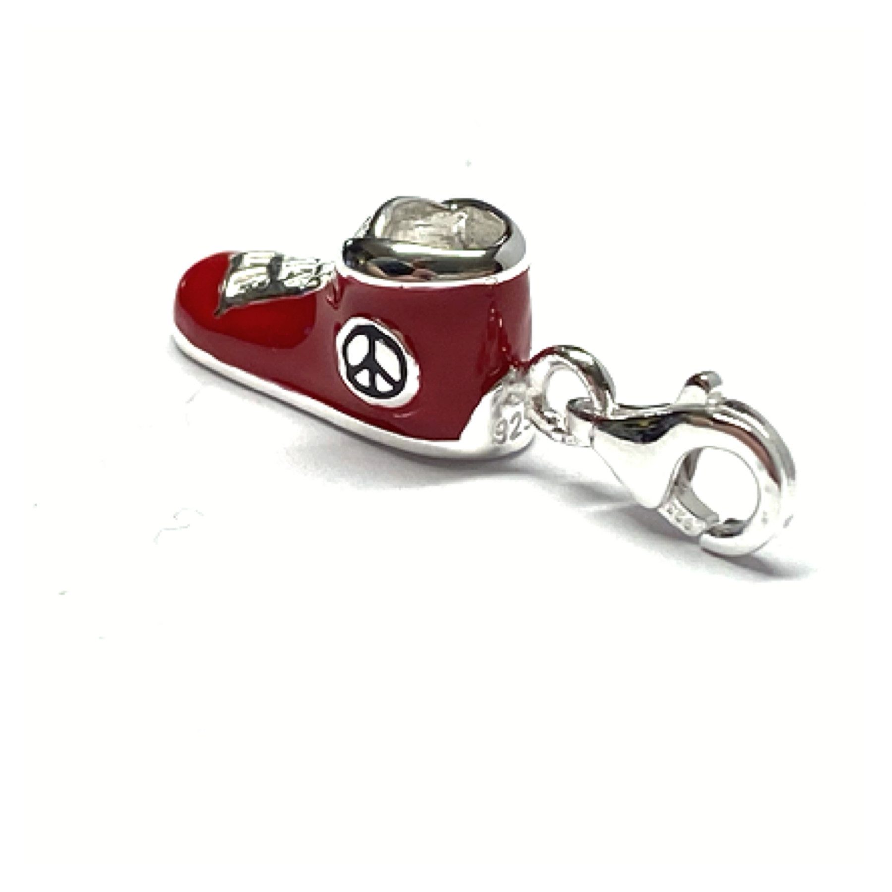 Edelschmiede925 Charm-Einhänger Charm Anhänger Sneaker rot Silber 925 Peace Bettelarmband Anhänger