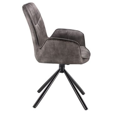 CARO-Möbel Esszimmerstuhl (2 St), Esszimmer Wohnzimmer Lounge Sessel Metall Polyester Armlehne 2er Set