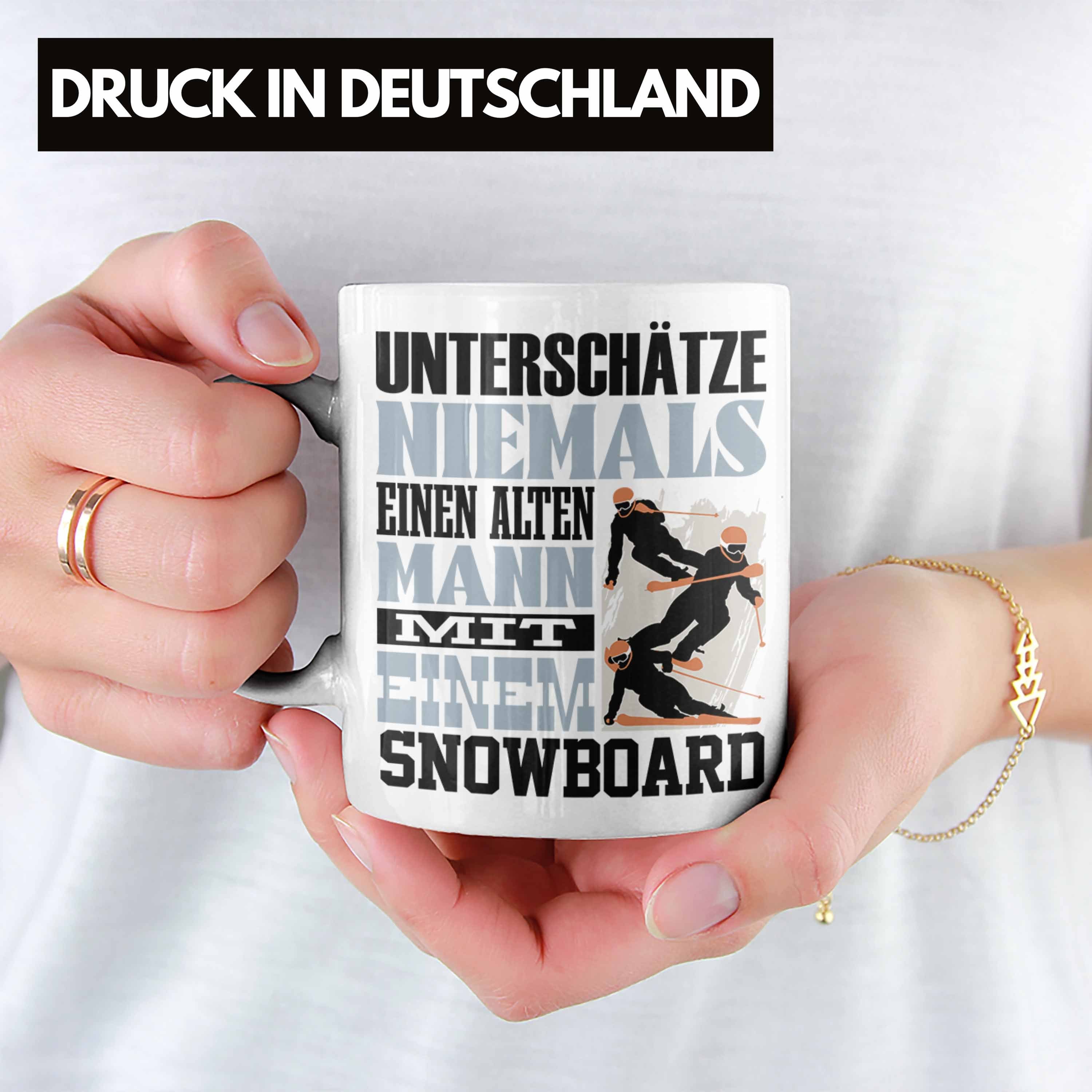 Tasse Snowboardfahrer Tasse Geschenk Lustiger Snowboard Trendation für Weiss Untersch Spruch