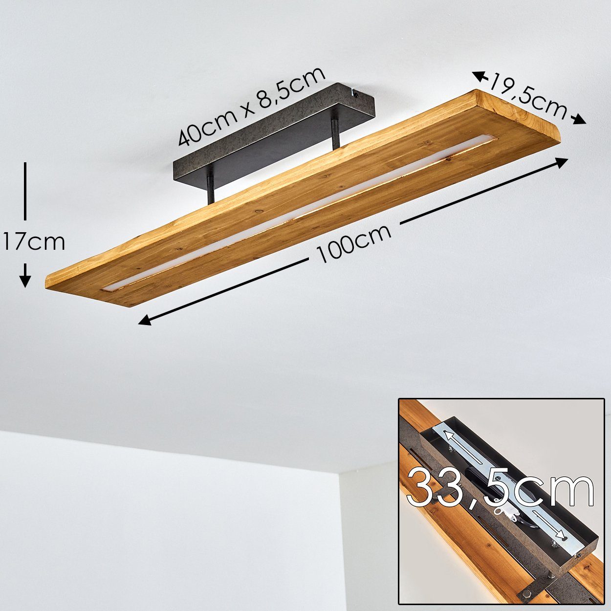 moderne Deckenlampe Zimmerlampe, dunklem Metall, 3000 über Kelvin, Dunkelgrau, Holz Lumen, und Lichtschalter dimmbar hofstein 3000 Deckenleuchte dimmbare aus »Volano« den