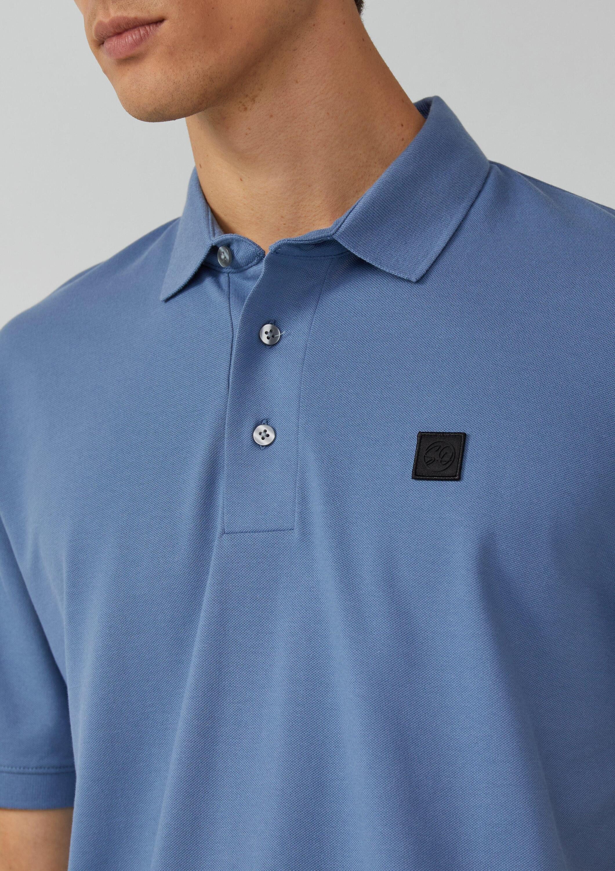 s.Oliver Kurzarmshirt Polo-Shirt Poloshirt aus Baumwollstretch mit Label-Patch