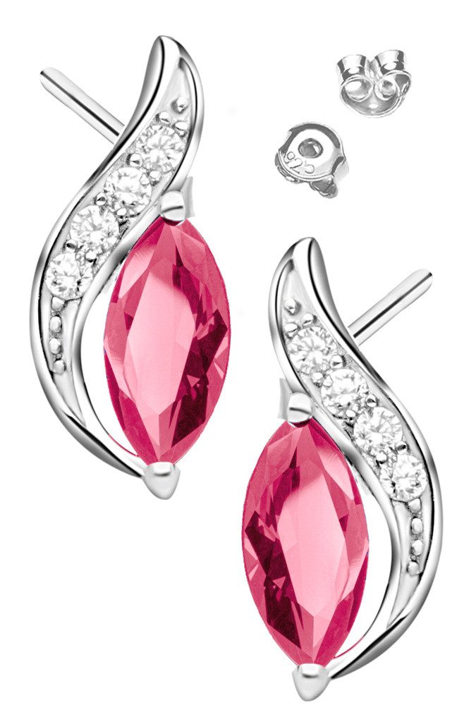 Paar Ohrstecker schwungvolle Damen Ohrringe 925 Silber Zirkonia Frauen Schmuck