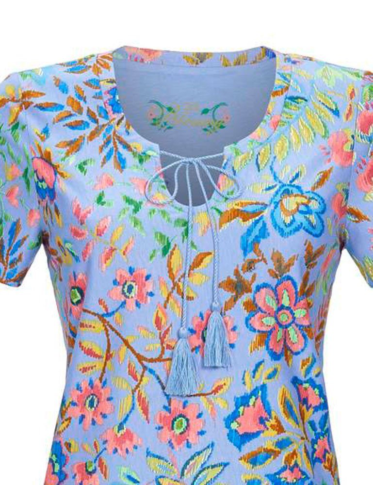 Nachthemd RINGELLA Bordüre 200 azur 3 Kleid Sommer 'Bloomy' Damen mit Ringella