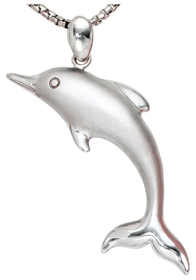 JOBO Kettenanhänger Anhänger Delfin, 925 Silber, Höhe ca. 29,3 mm, Breite  ca. 39,5 mm, Tiefe ca. 4,5 mm