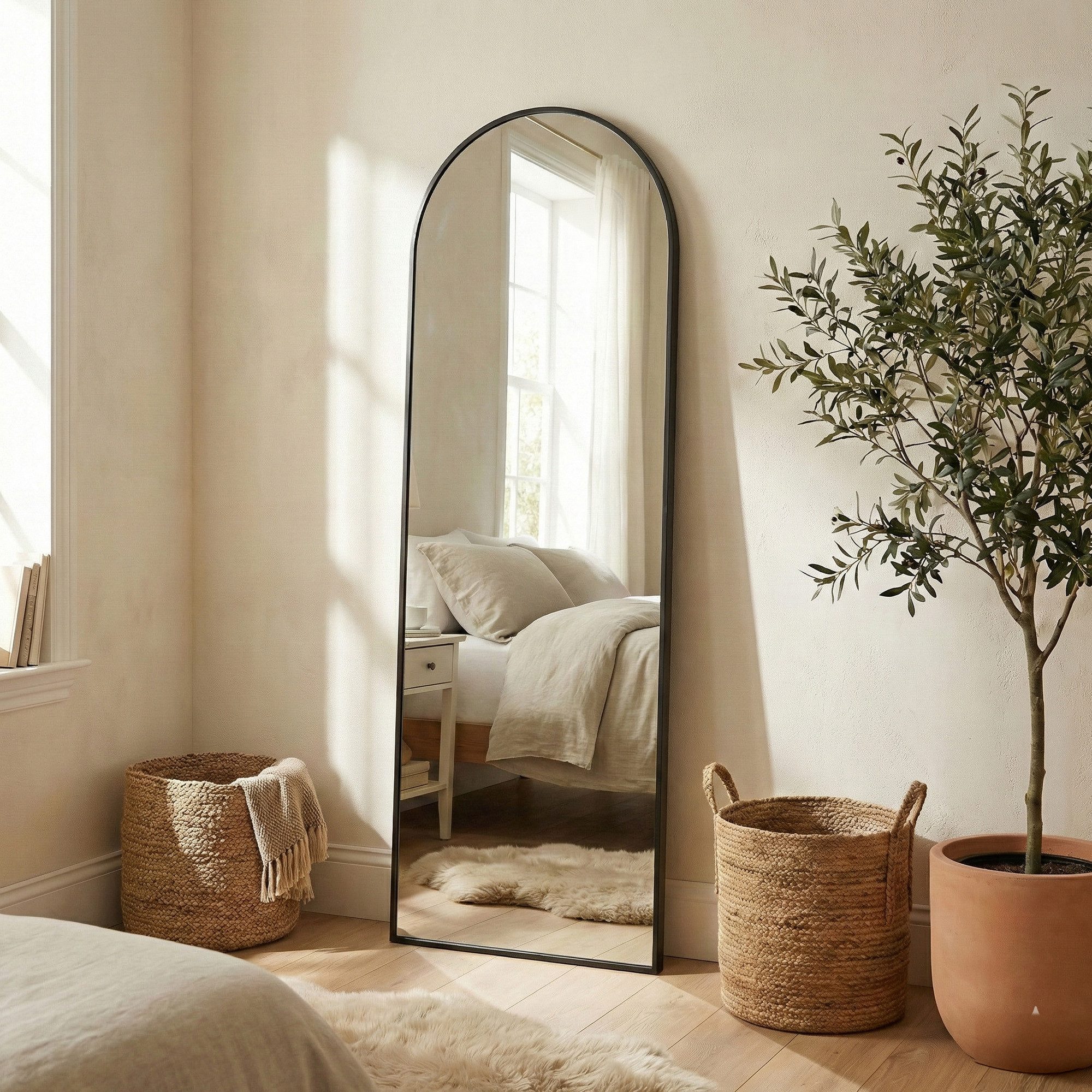 SONGMICS Standspiegel (packet), Ganzkörperspiegel, 160 x 50 / 150 x 40 cm, Hartglas, gewölbt