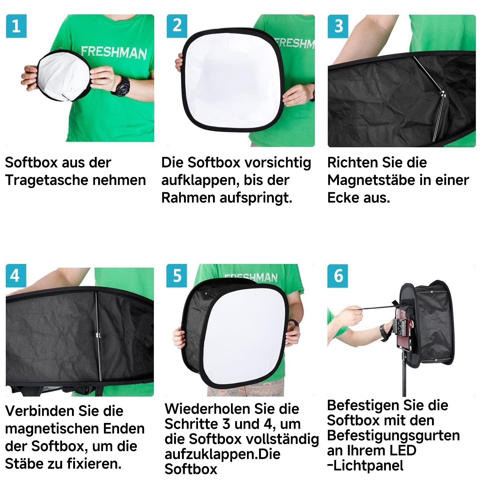 Neewer Softbox NS-660 16" LED Softbox faltbar für Studiobeleuchtung, Praktische Magnetverschlüsse