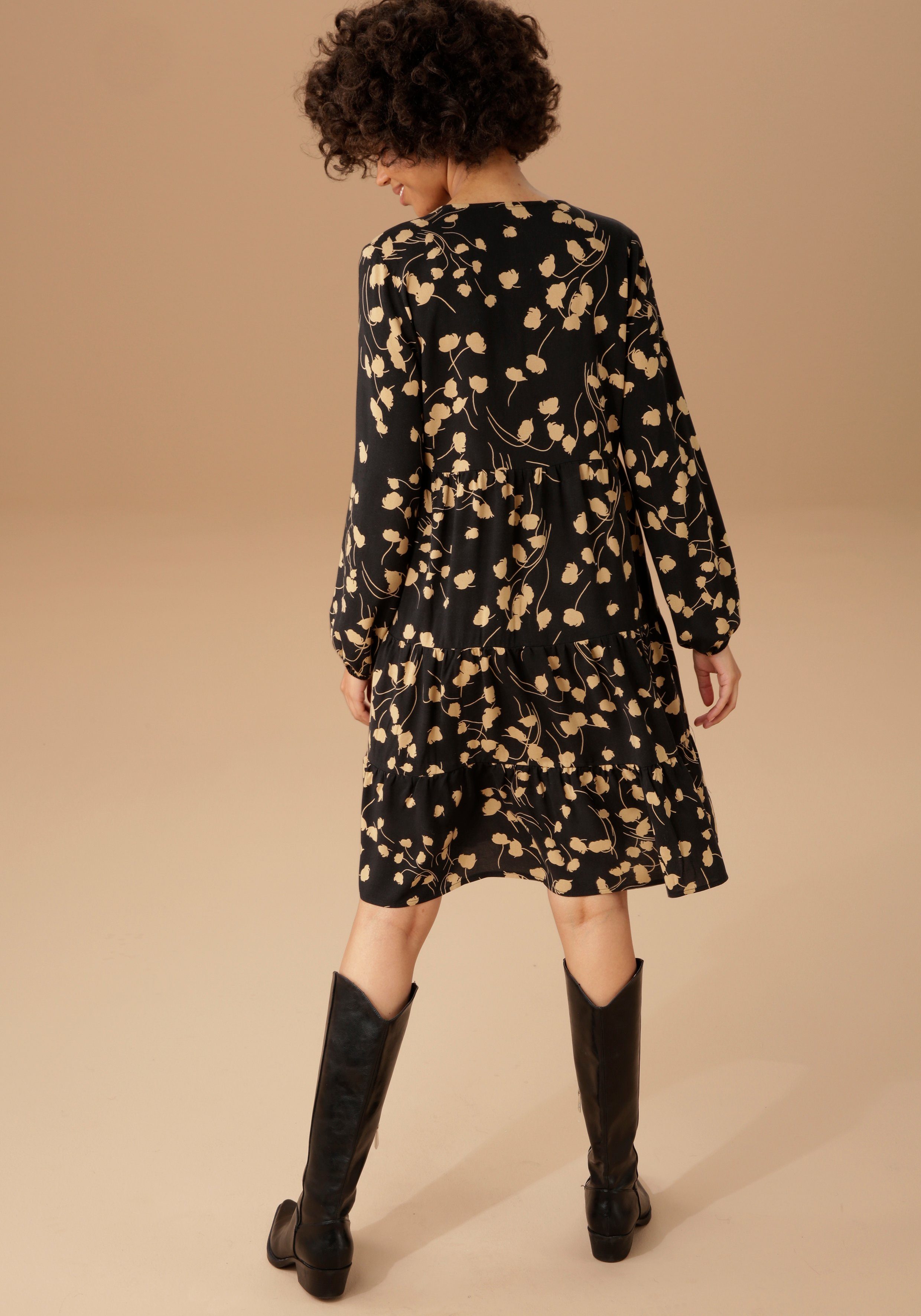 Aniston CASUAL Blusenkleid mit graphischem Blumendruck – Bild 2 von 5