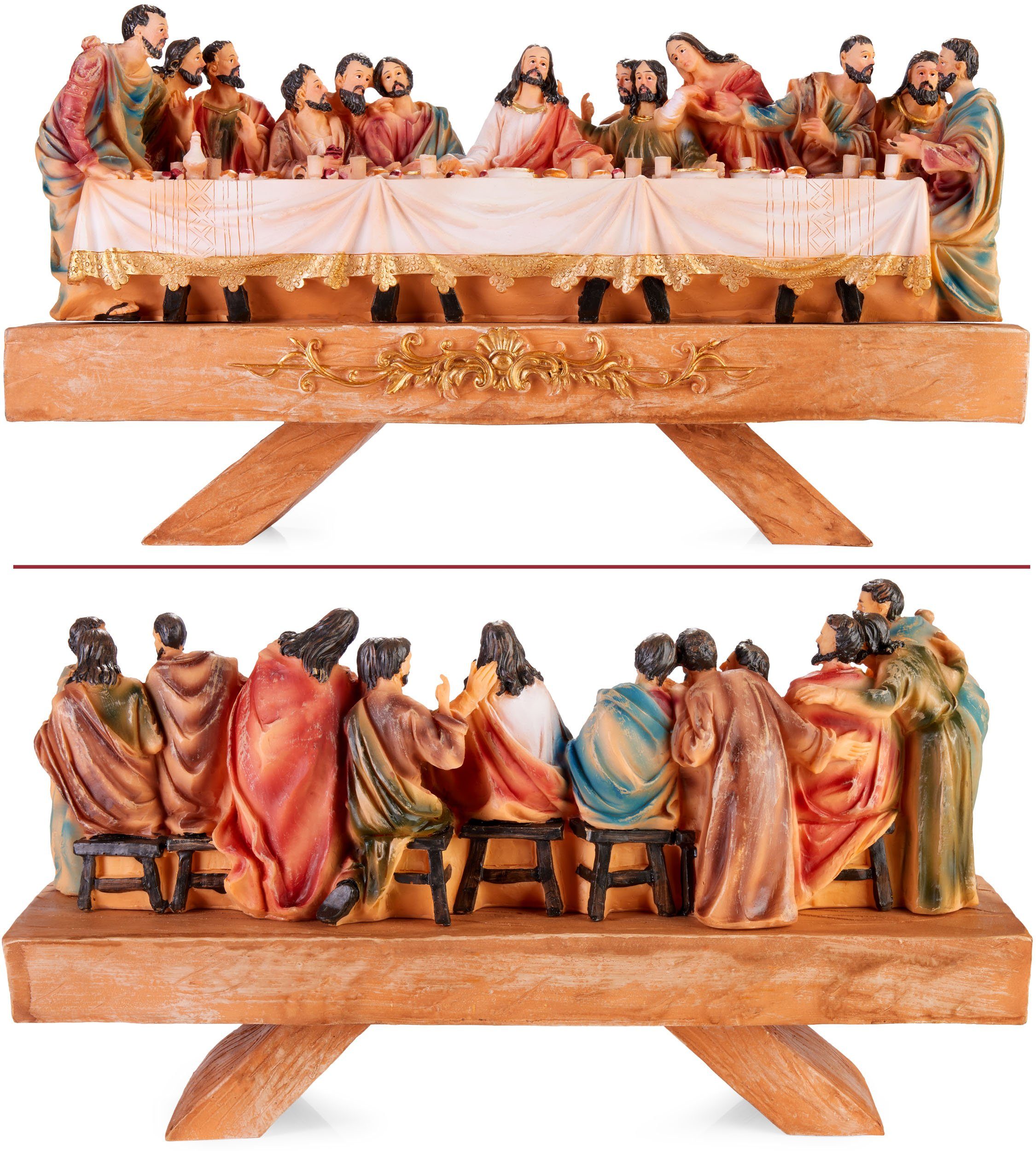 (Jesus XL am Weihnachtsfigur letzte und aus cm 1 Polyresin Weihnachtsdeko Abendmahlszene BRUBAKER Weihnachtsfigur - Abendmahl handbemalten mit Jünger 40 seine 12 Figuren - Tisch, St), Tischdekoration Das