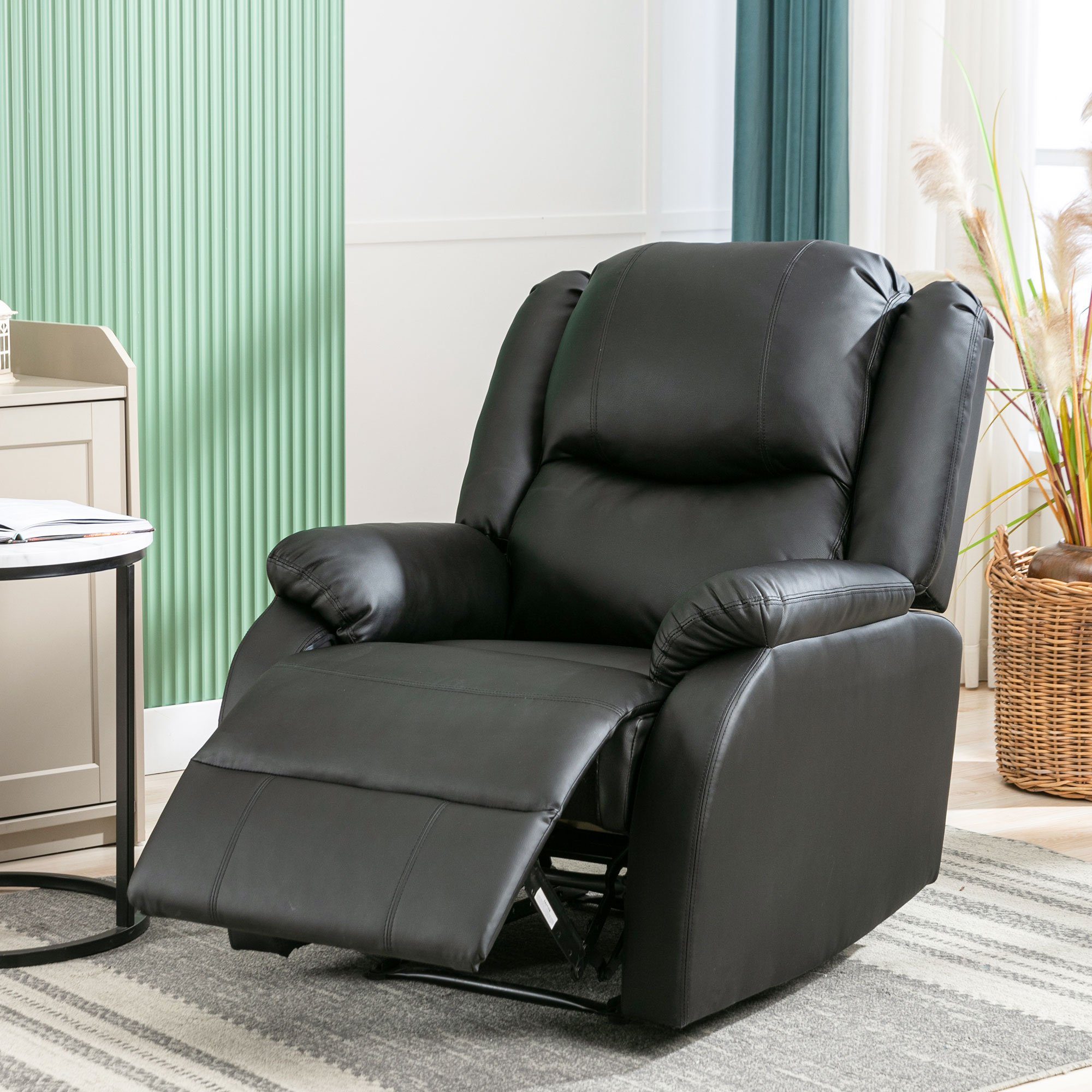 Ulife Relaxsessel TV-Sessel mit Fußstütze ausziehließer Liegestuhl PU Leder, Seitentasche, PU Leder Sessel