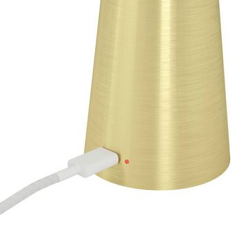 EGLO Tischleuchte PICCOLA, USB-Anschluss mit Ladefunktion, LED fest integriert, warmweiß - kaltweiß, dimmbare Nachttischlampe, Metall in Messing, Lampe für Balkon, IP54