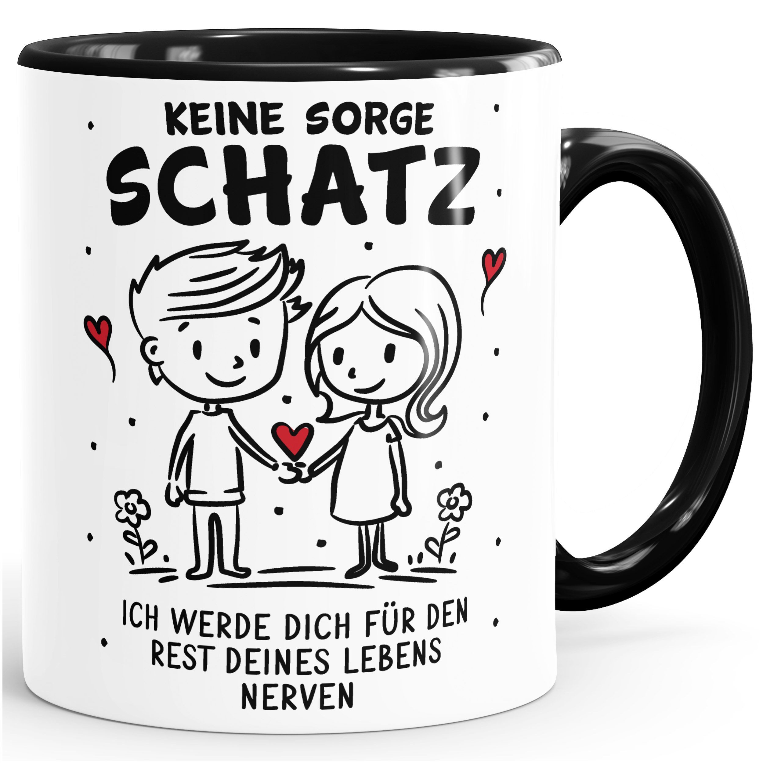 SpecialMe Tasse Kaffee-Tasse Liebe Lustig Keine Sorge Schatz Strichmännchen Paar, Keramik