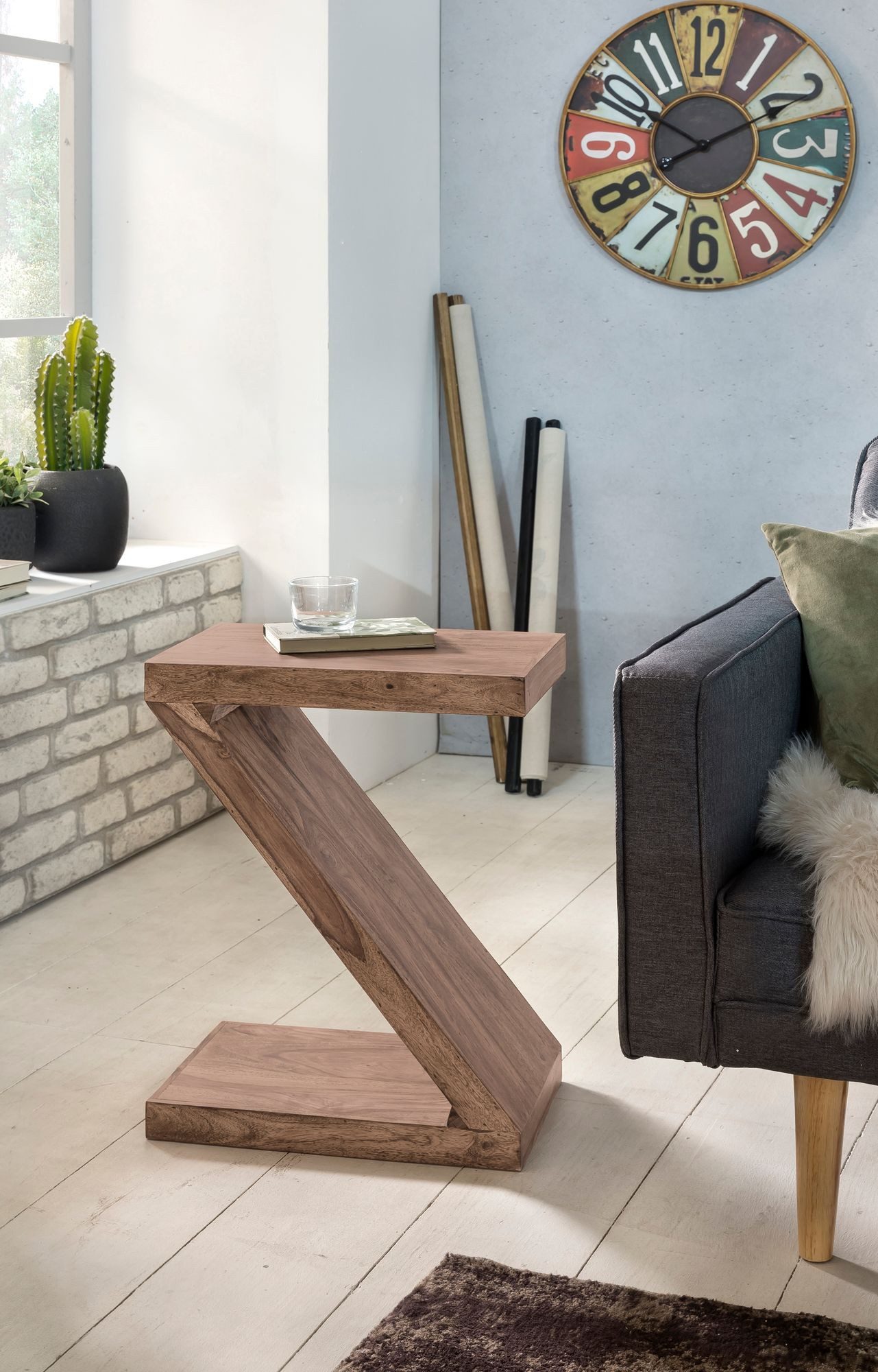 Wohnling Beistelltisch WL1.456 Akazie Massivholz Z Cube MUMBAI Ablage Wohnzimmer Tisch (MUMBAI Massivholz 60 cm hoch Z Cube), Kleiner Wohnzimmertisch, Sofatisch Anstelltisch
