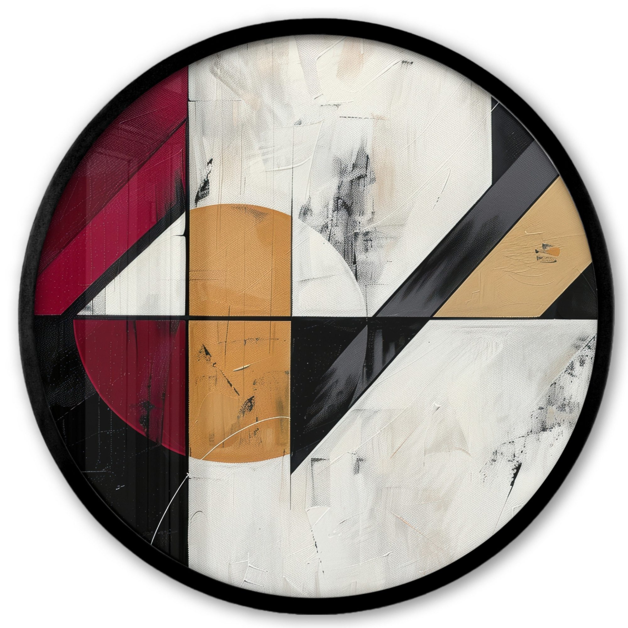 MuchoWow Poster Rund - Modern - Abstrakt - Geometrisch - Rot - Industriell, (1 St), Runde Wandbilder, Deko für Wohnzimmer und Schlafzimmer, 40x40 cm