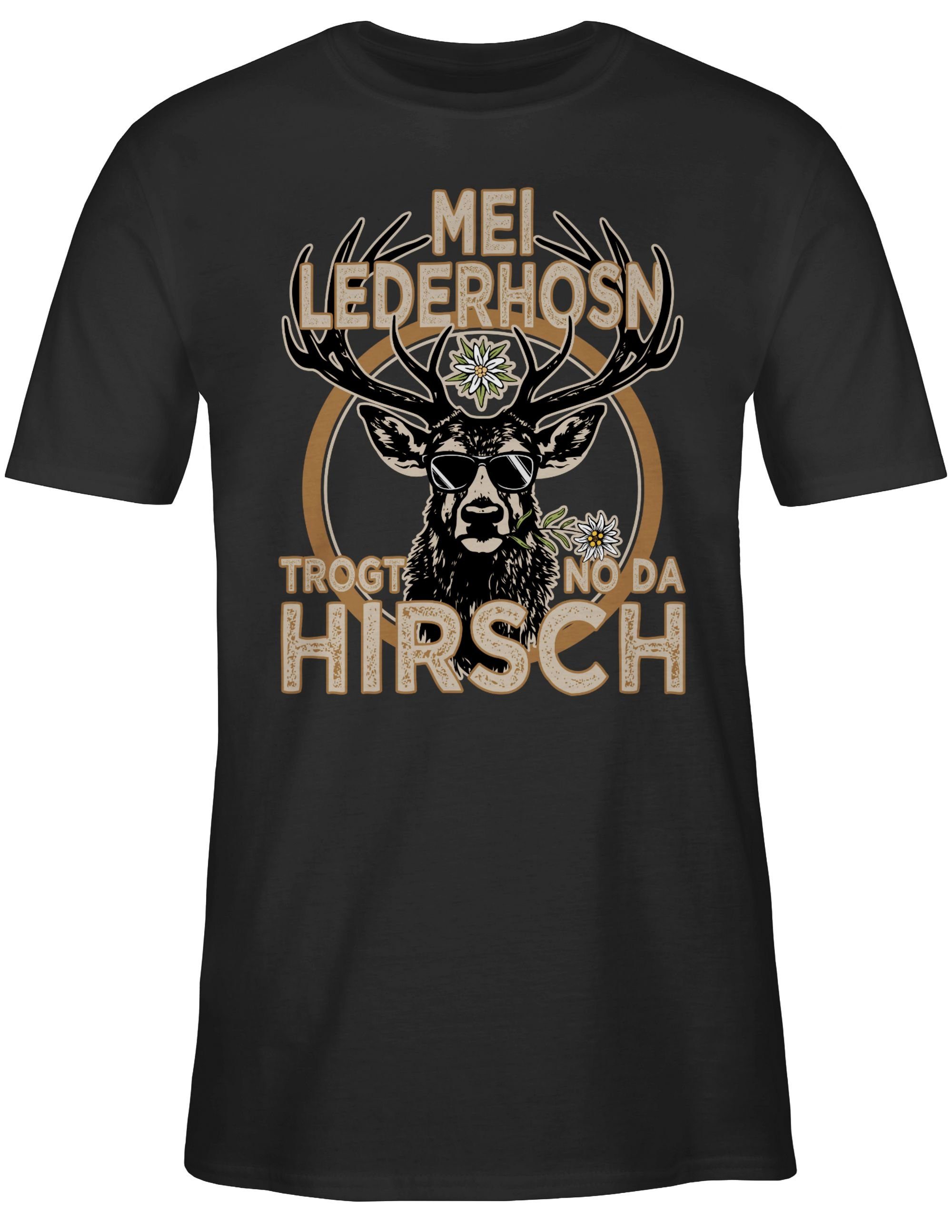 Shirtracer T-Shirt Trachten Outfit Lederhose Spruch Trägt der Hirsch Mode für Oktoberfest Herren