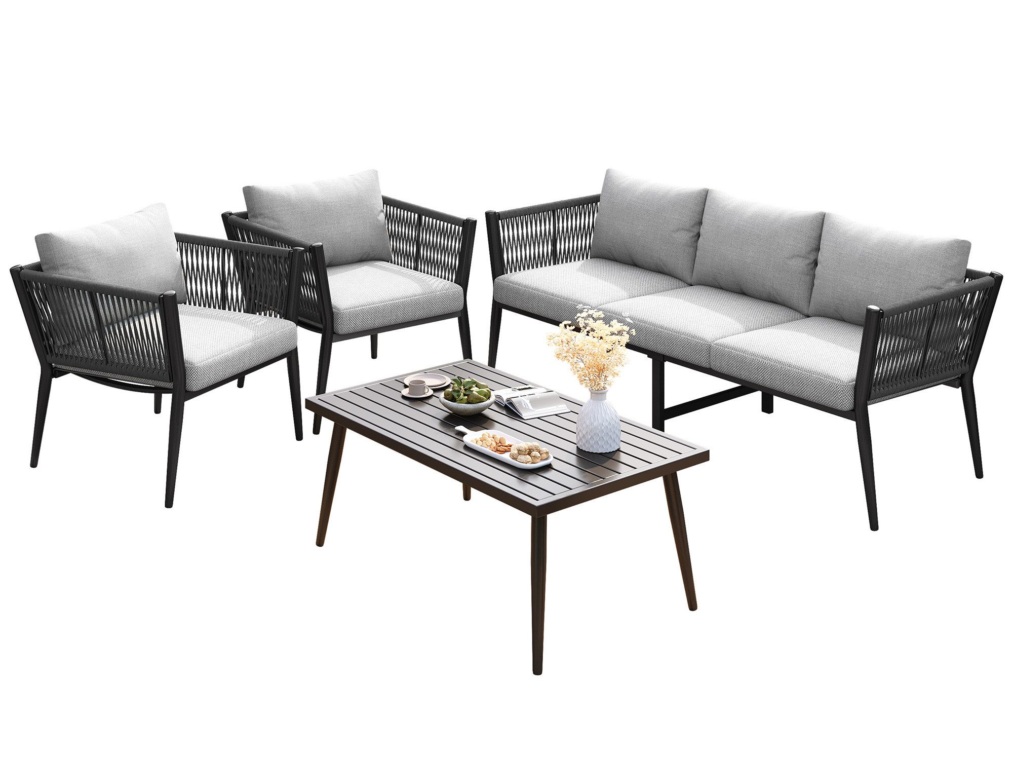 Gartenlounge-Set Gartenmöbel-Set für 5 Personen mit bequemen Kissen